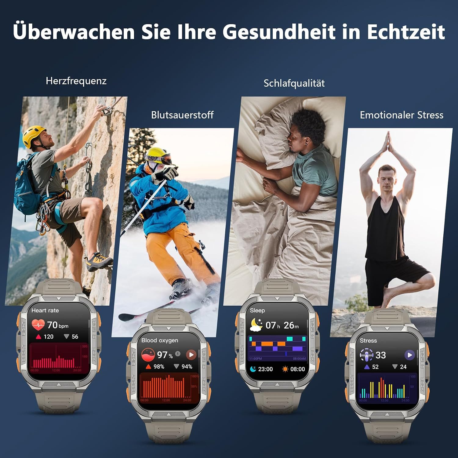 blackview 1,91" Smartwatch Herren GPS Outdoor Sportuhr Bluetooth Telefonie Smartwatch (1,91 Zoll, iOS/Android) schwarz