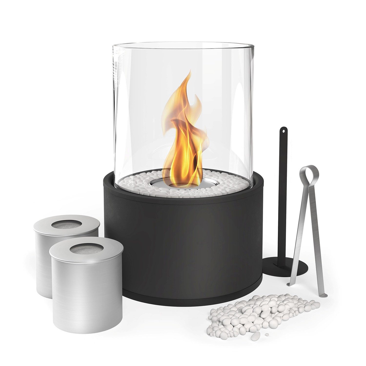 Monster24 Tischfeuer Bio-Ethanol Tischkamin für Indoor & Outdoor, Echtfeuer-Dekokamin (Höhe 36 cm / Durchmesser 26 cm)