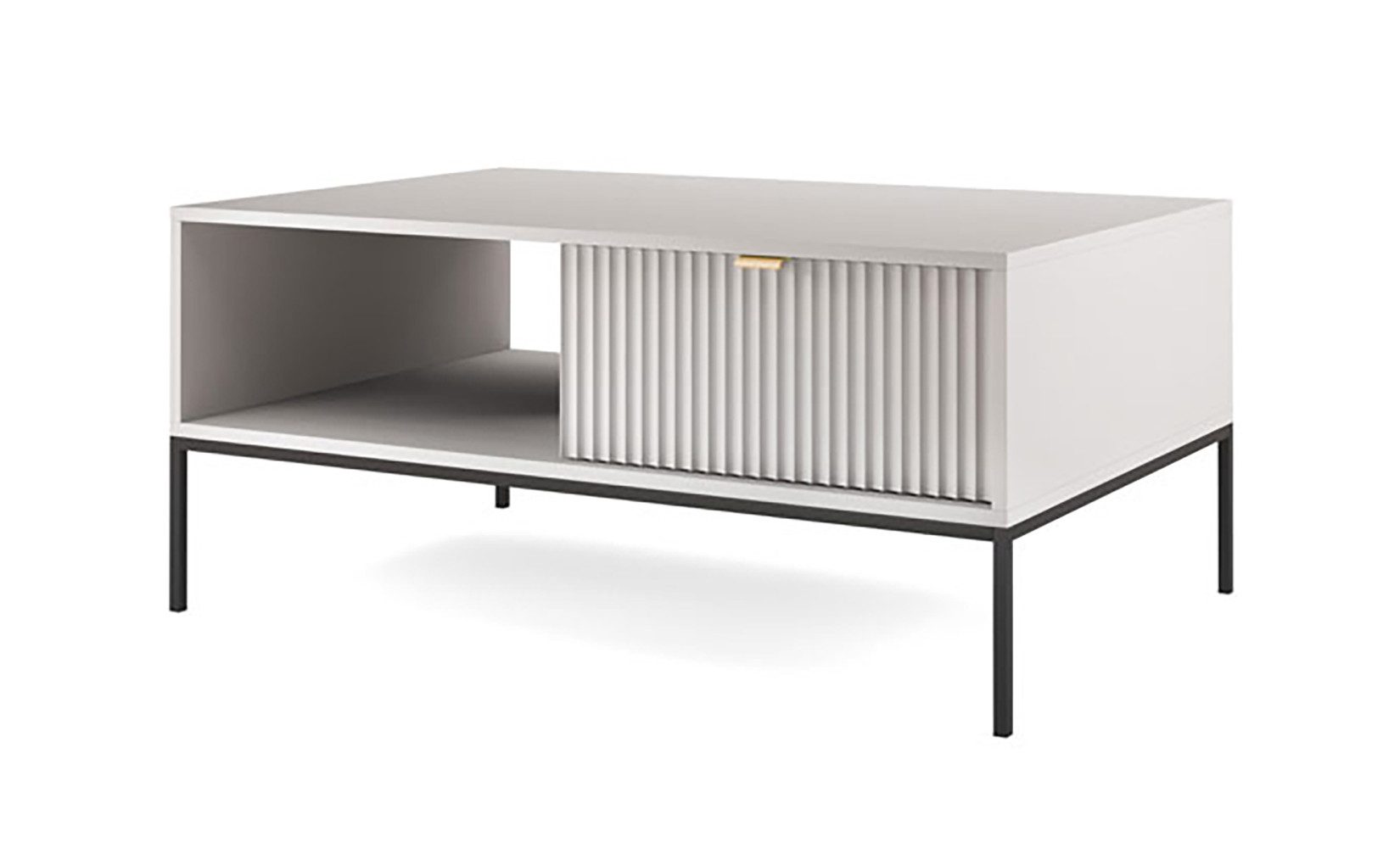 Feldmann-Wohnen Couchtisch Nova (mit Schubladen, moderne Optik, mit Schubladen), 104x68cm grau MDF