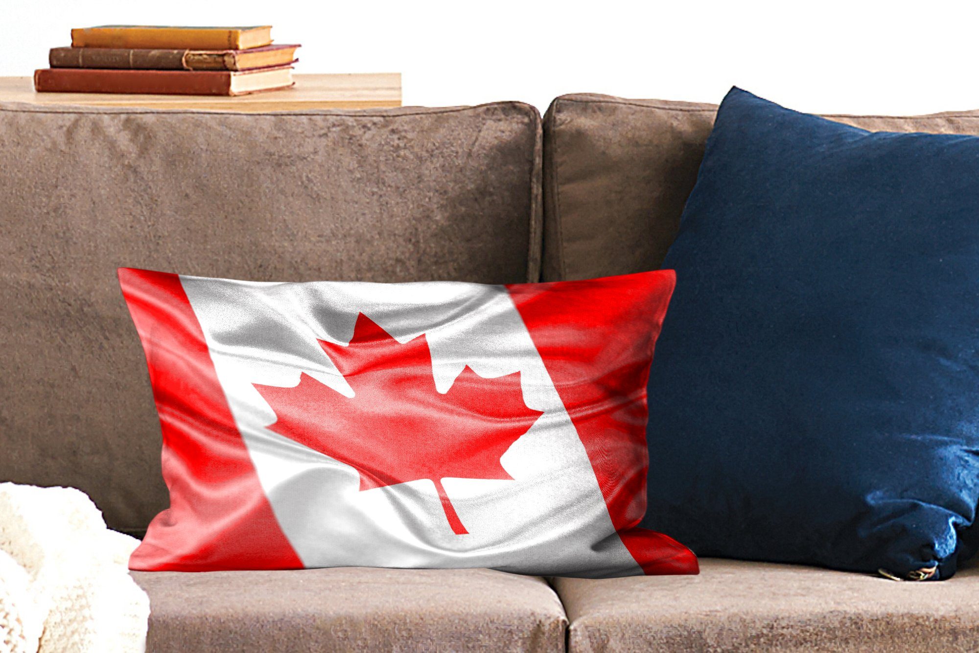 Dekokissen Zierkissen, MuchoWow Schlafzimmer Flagge Füllung, von Dekokissen Kanada, Dekoration, Wohzimmer mit Nahaufnahme der