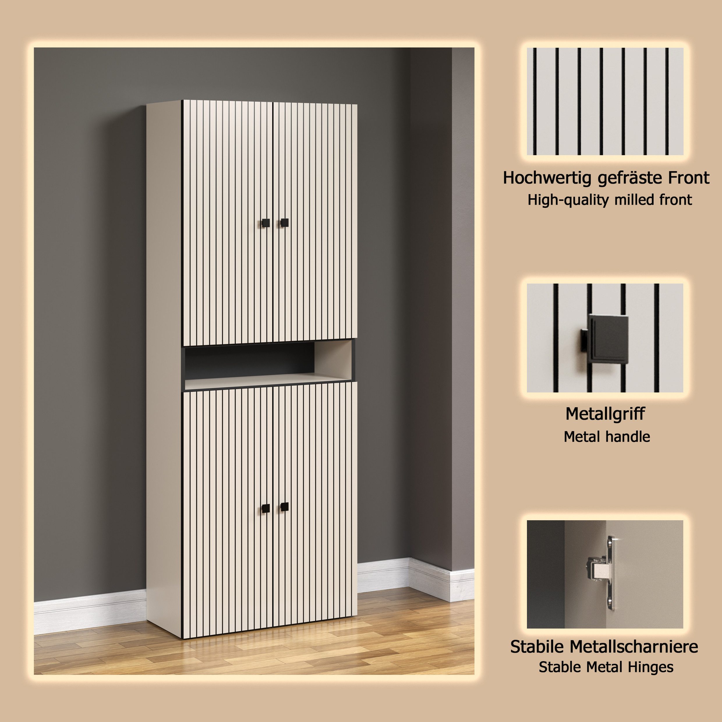welltime Hochschrank Amrum Badezimmerschrank mit und ohne Schublade - (B/T/H) 40-70/31/186 cm