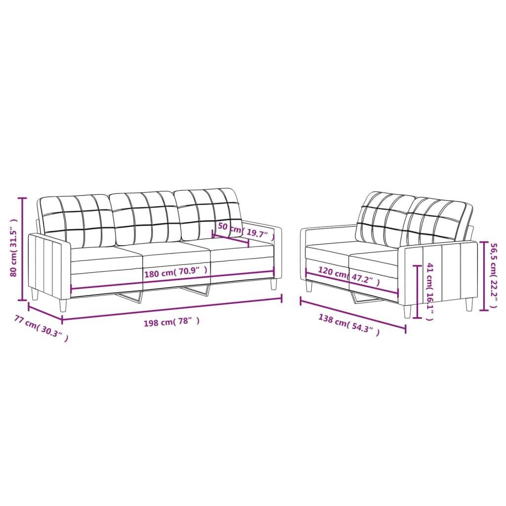 Stoff 2-tlg. mit Sofagarnitur Dunkelgrau Sofa Kissen vidaXL