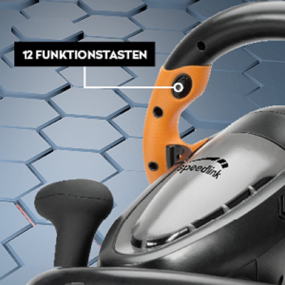 Speedlink DRIFT O.Z. Racing Wheel PC-Lenkrad (für PC/Computer, Pedale für Gas und Bremse, Vibrationseffekte)