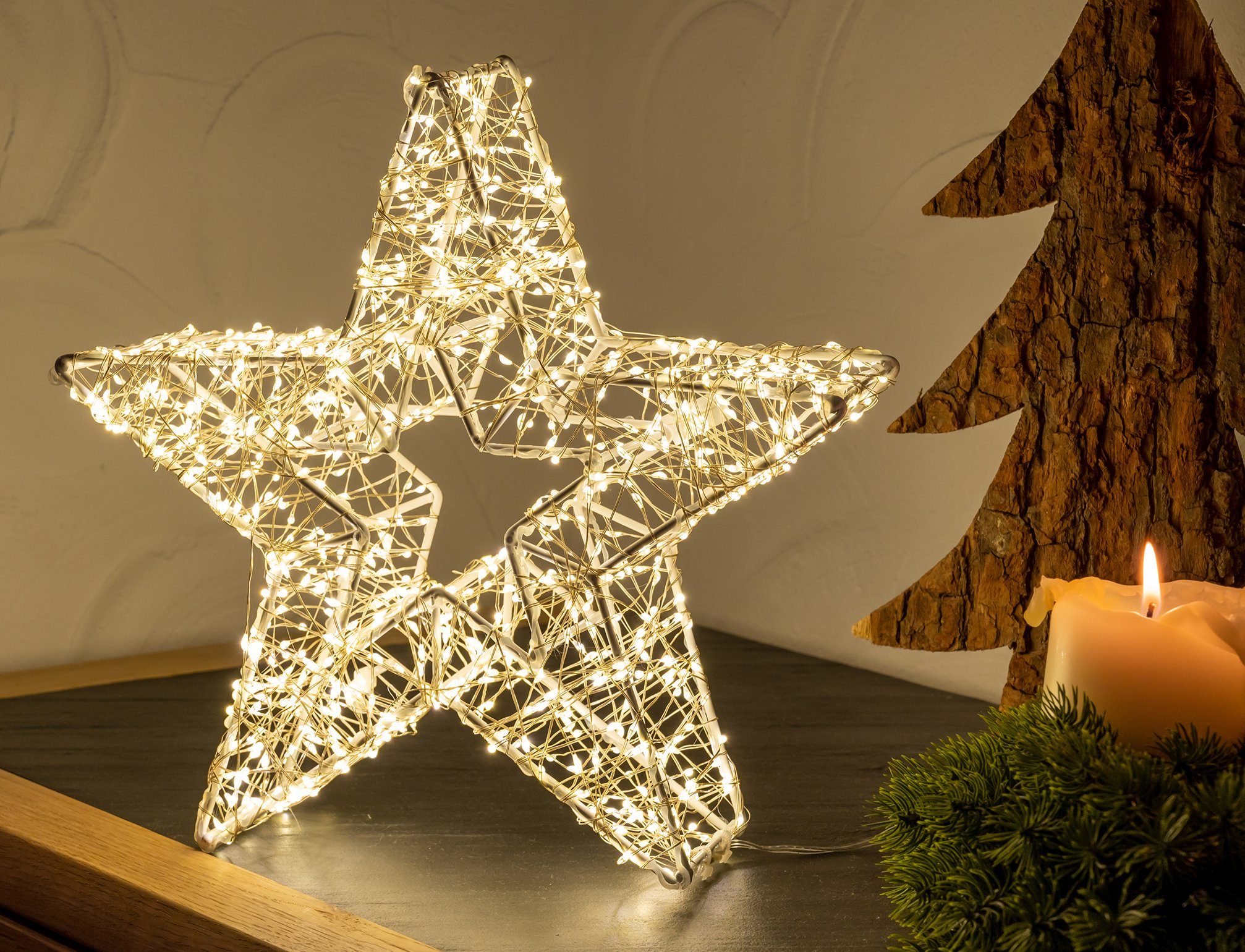 fest Weihnachtsdeko stromsparende Warmweiß, LED aussen, LED Weihnachtsstern, integriert, Stern Star-Max LED