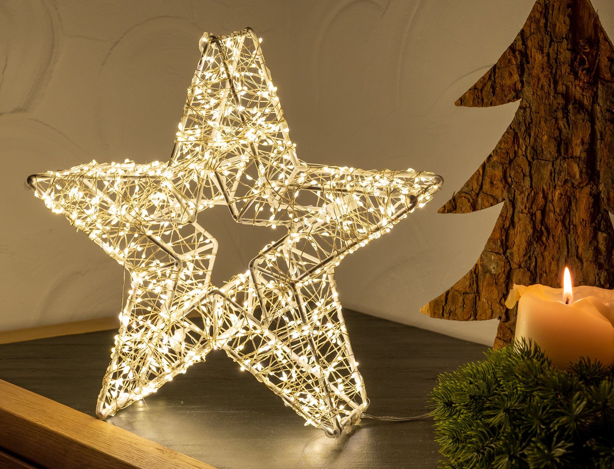 Warmweiß, aussen, LED, stromsparende LED fest Weihnachtsdeko Weihnachtsstern, LED einsetzbar integriert, Stern Jedes Star-Max Jahr
