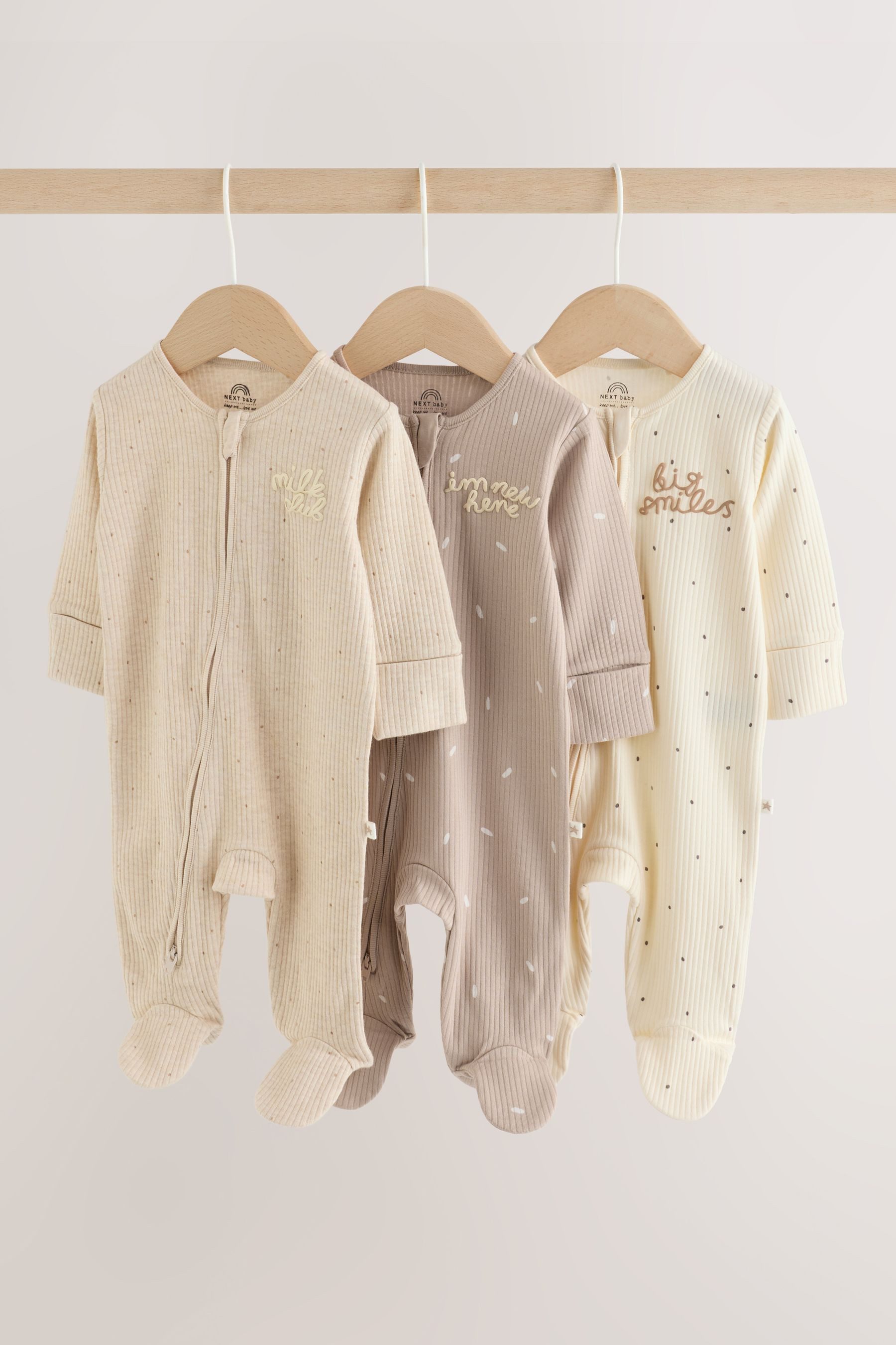 Next Schlafoverall Babyschlafanzüge mit Zweiwege-RV, 3er-Pack (3-tlg) – Bild 3 von 5