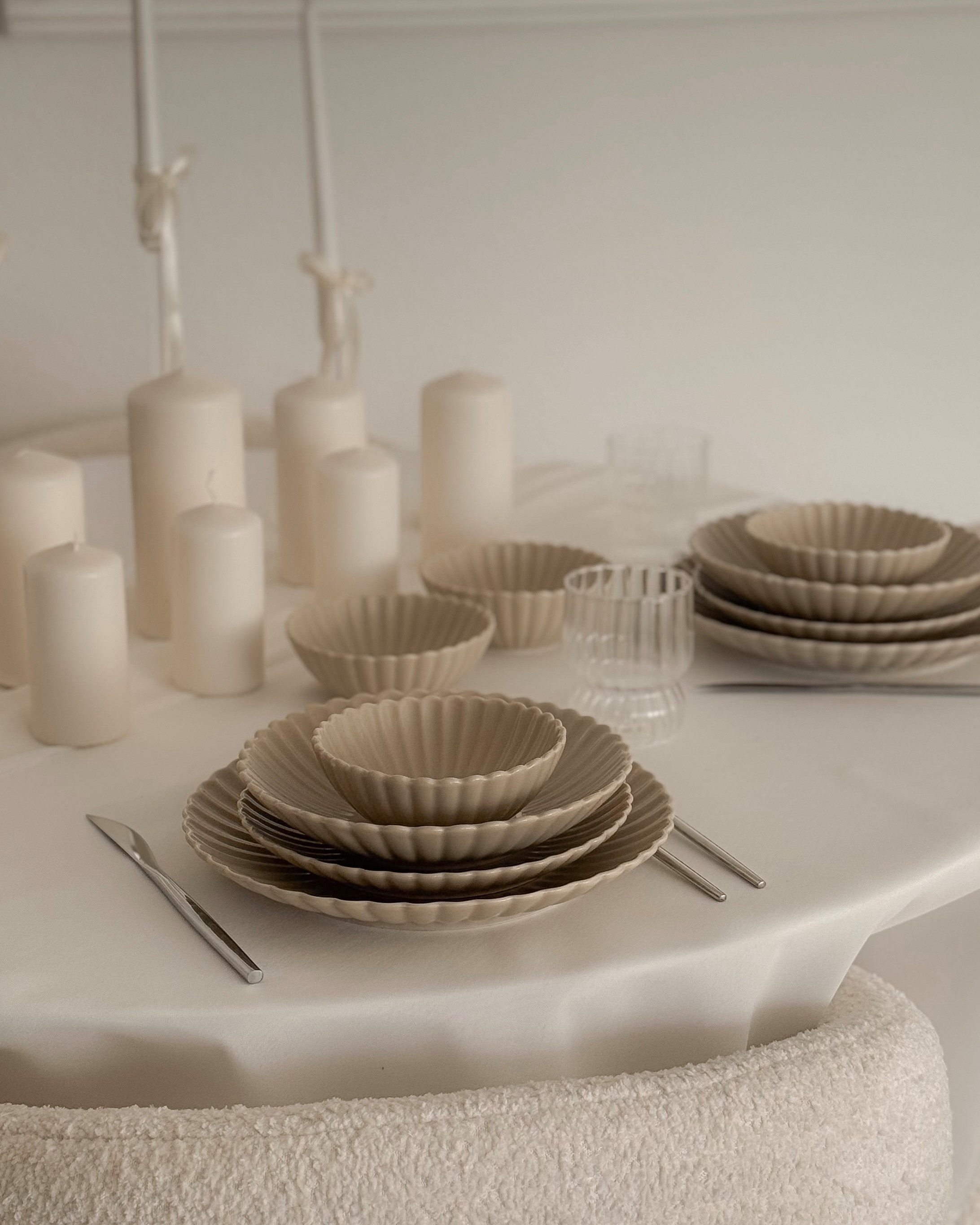 EKA Geschirr-Set Lotus Beige Flower Teller-Set (24-tlg), 6 Personen, Porzellan – Bild 4 von 5
