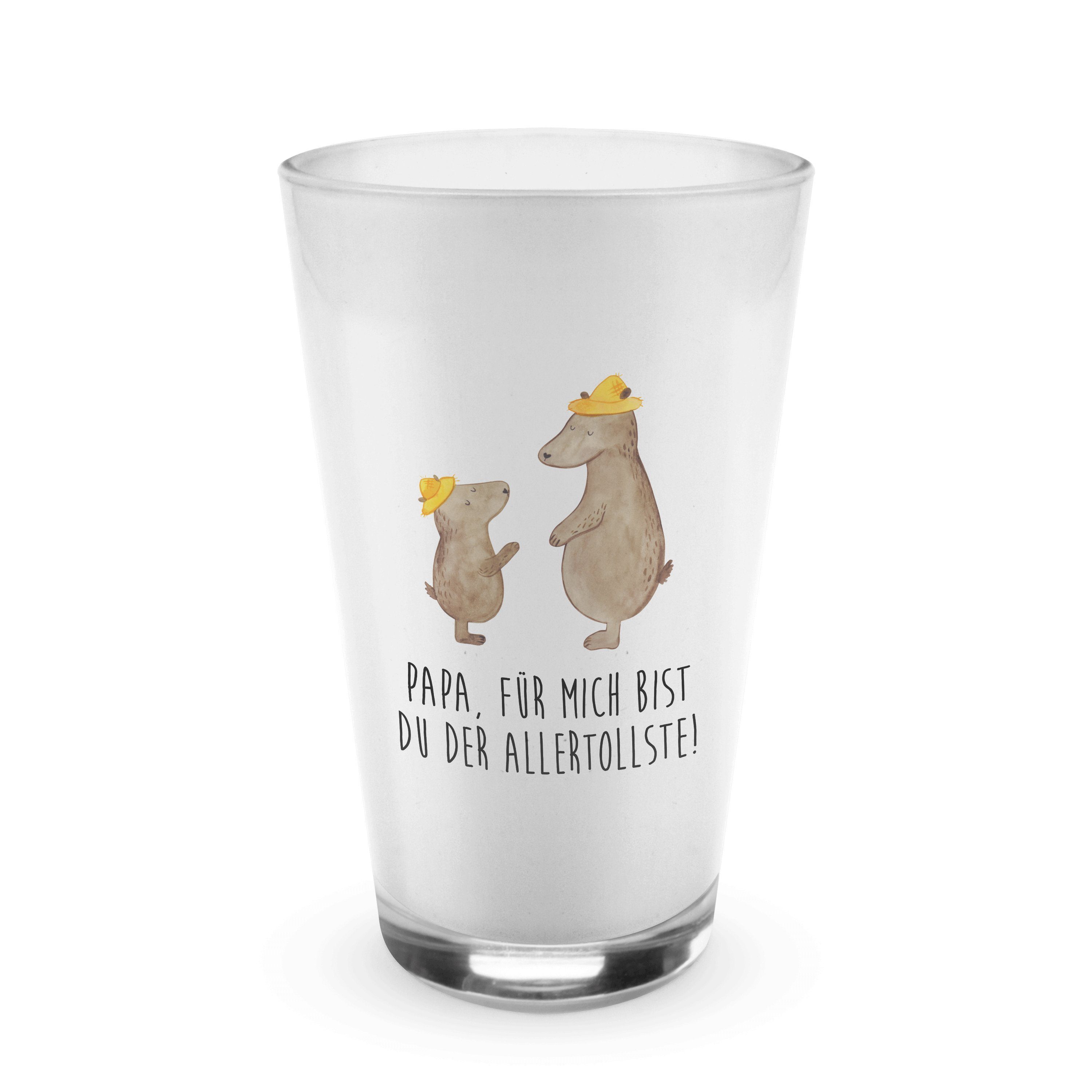 Mr. & Mrs. Hut mit Famil, Cappuccino Geschenk, - Glas Glas, Daddy, Premium Bären Panda - Transparent Glas