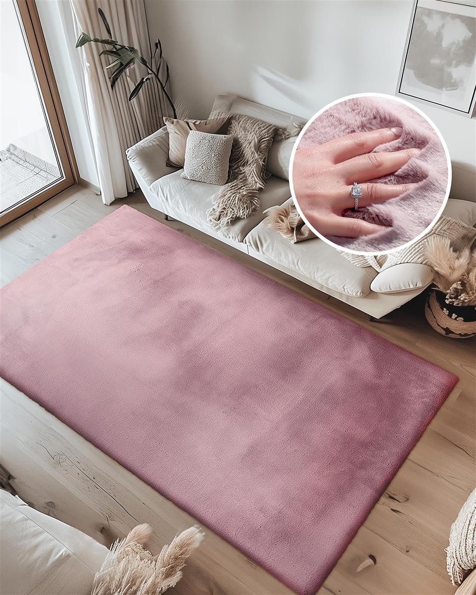 Qiyano Teppich Hochflorteppich Wanga 100 Flieder 160 x 230 cm, Rechteckig günstig online kaufen