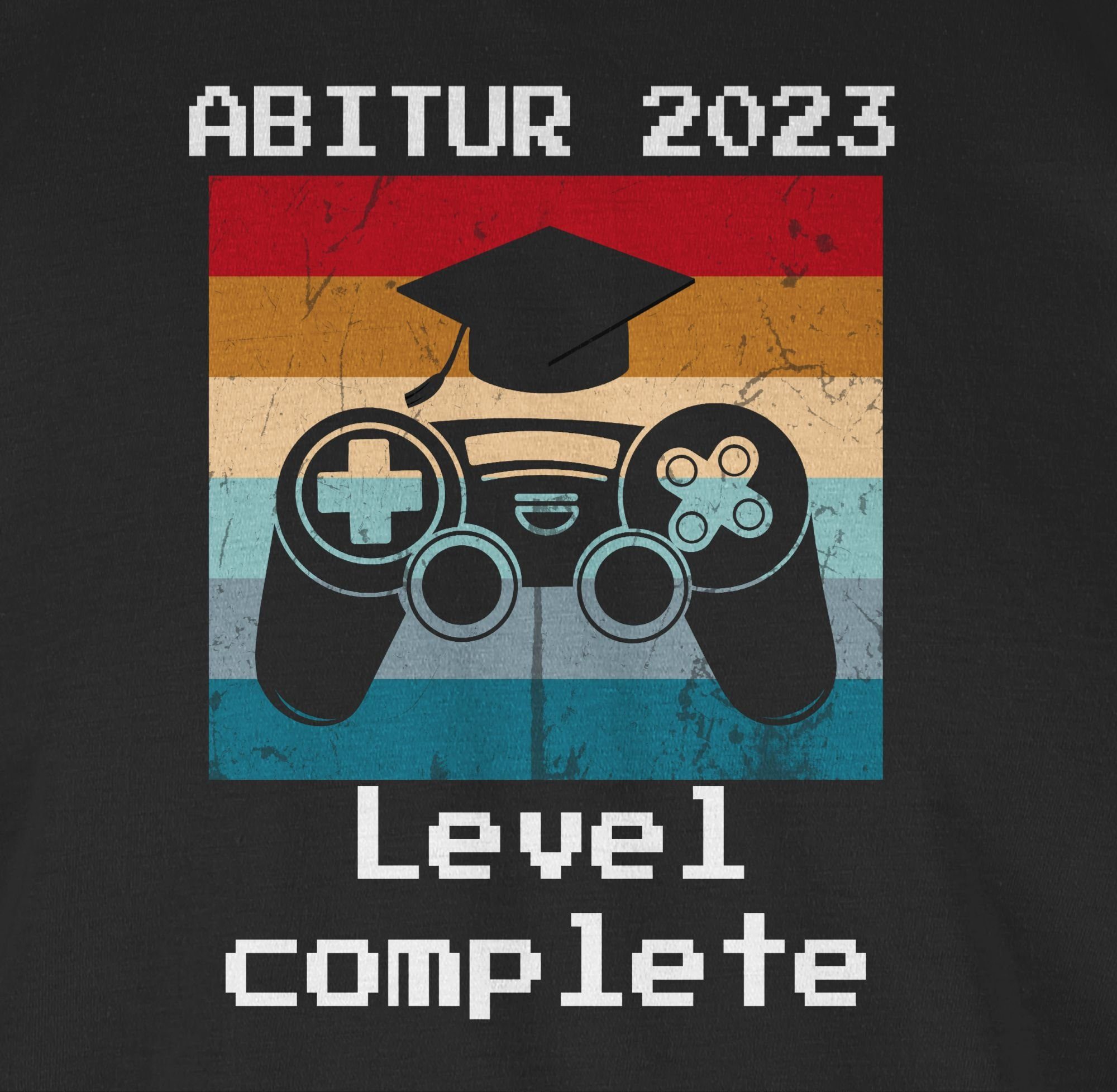 2024 Abitur Abschluss T-Shirt Schwarz 2023 & Abitur 01 Vintage Geschenk Complete Shirtracer Level