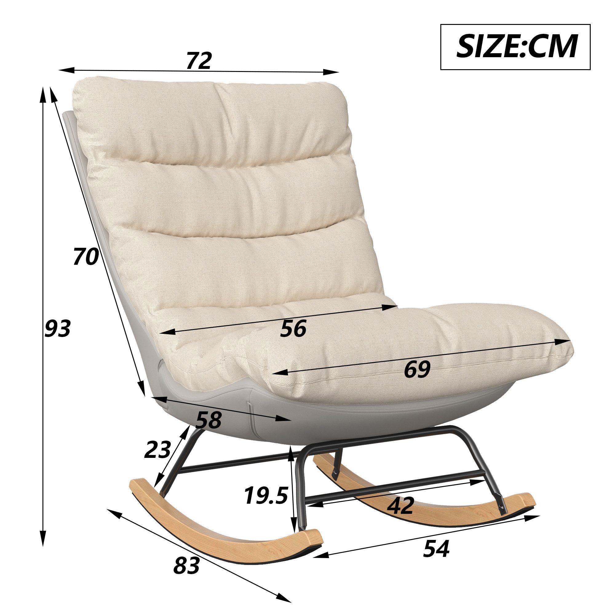PXloue Schaukelstuhl Bequemer Sessel mit weichem Stoffbezug und stabilem Metallrahmen (1 St), Eleganter Relaxstuhl für Ihr Wohnzimmer, ideal für entspannte Momente