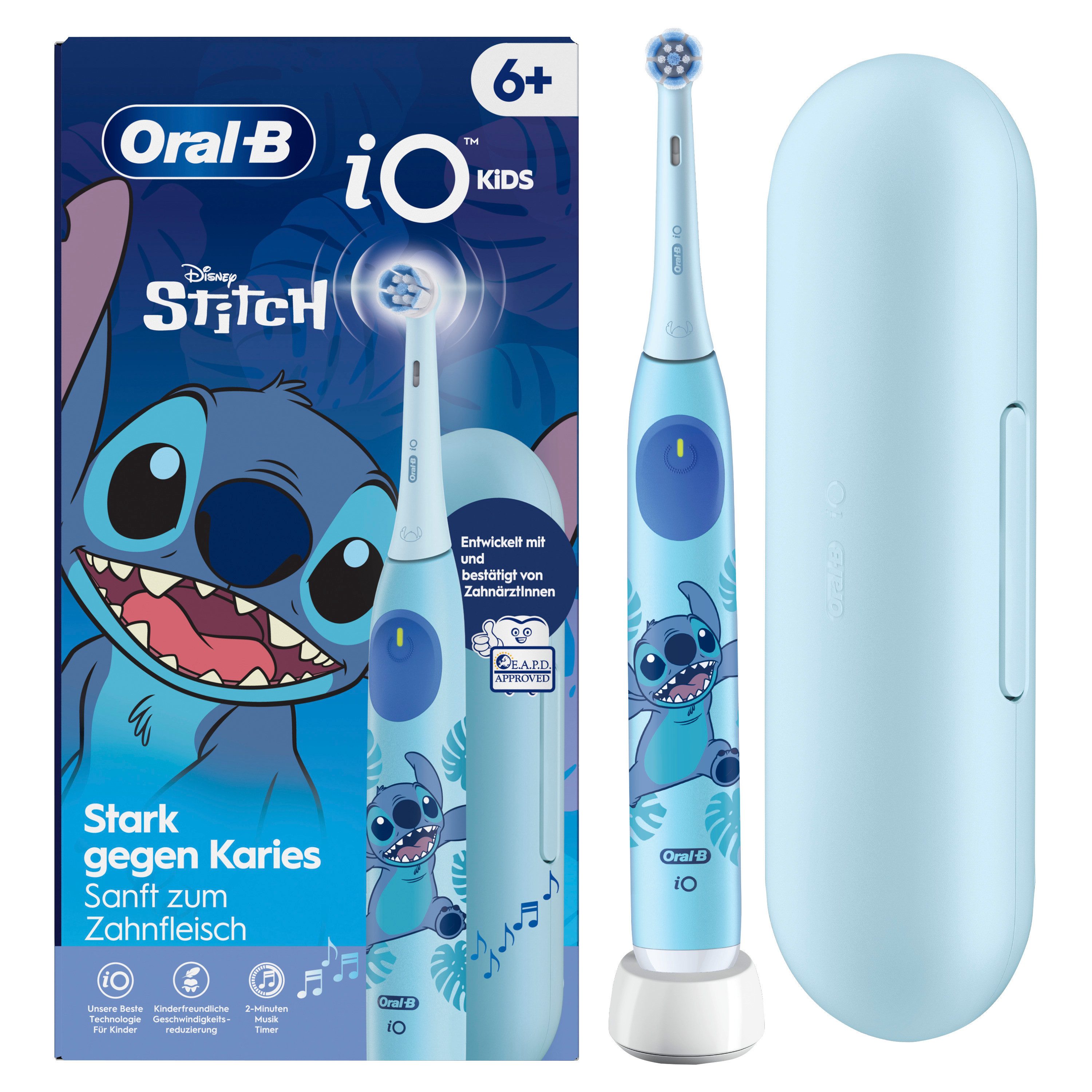 Oral-B Elektrische Kinderzahnbürste iO Kids 6+ Stitch, Aufsteckbürsten: 1 St., 1 Reise-Etui, Musik-Timer, 3 Modi, ab 6 Jahren
