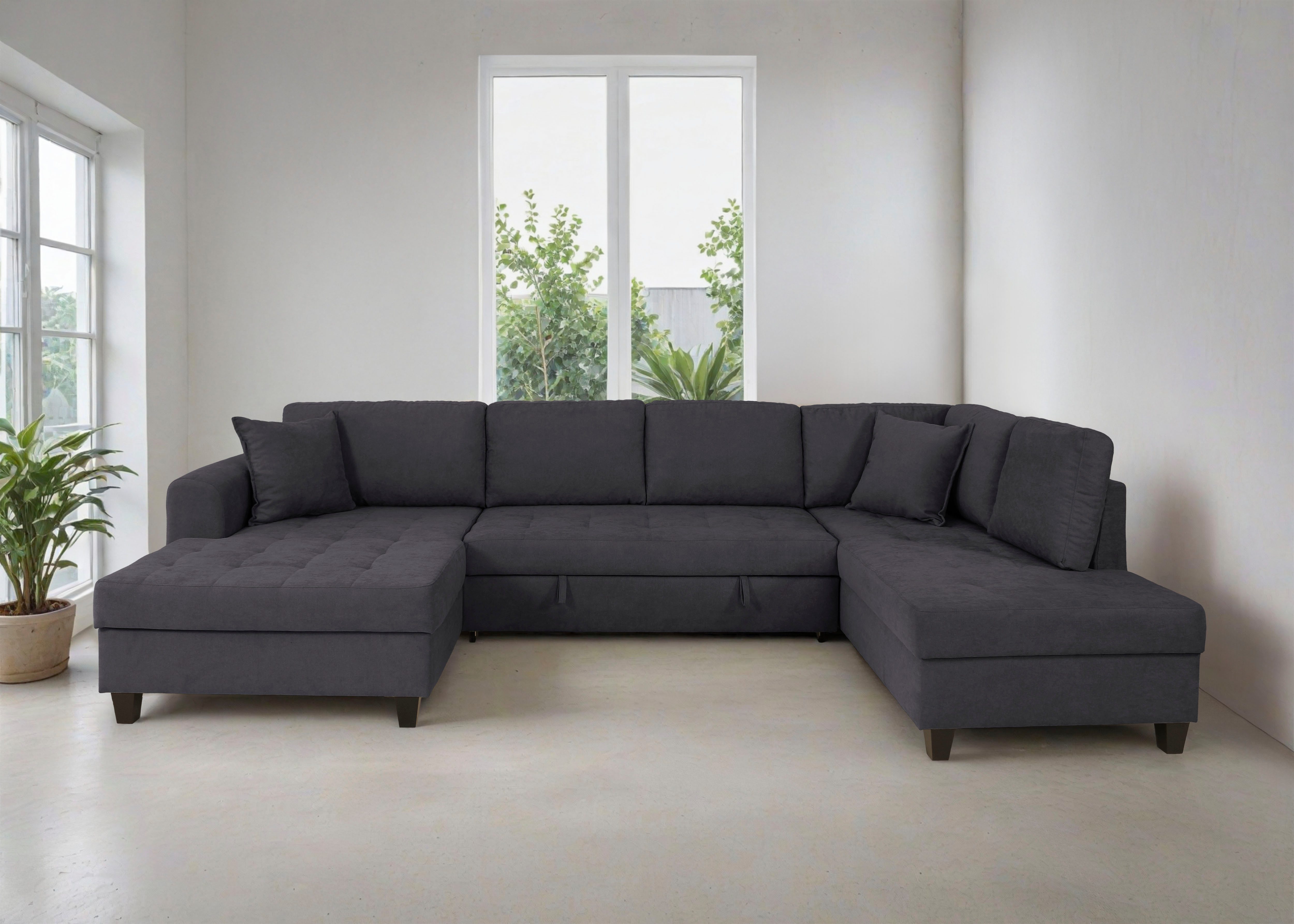 OTTO home Wohnlandschaft Moritz U-Form, B: 324 cm, mit Schlaffunktion, Bettkasten & Zierkissen