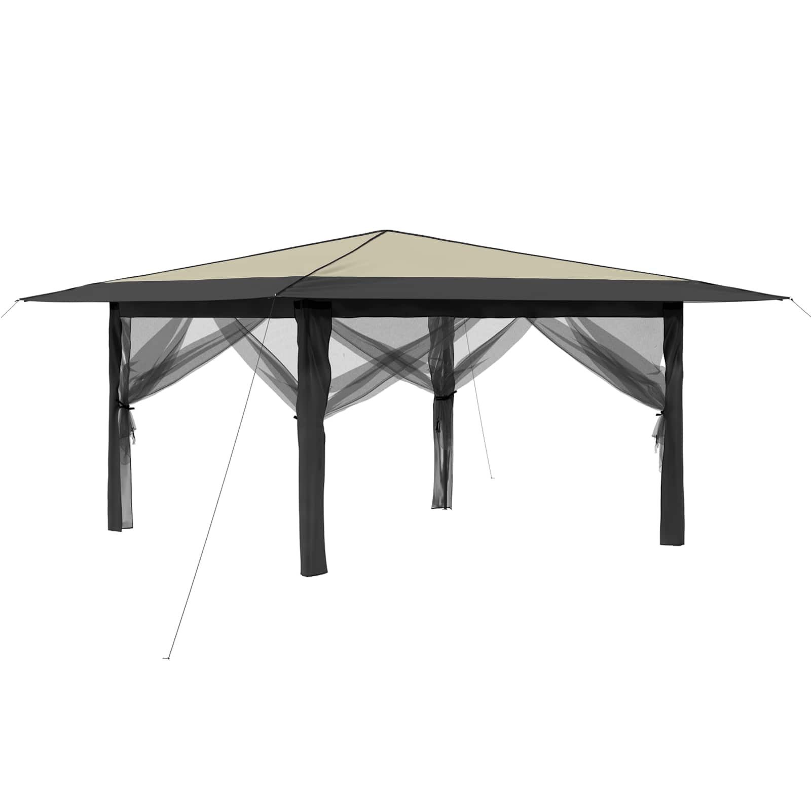 vidaXL Partyzelt Pavillon mit 4 Seitenwänden 4 x 4 m Creme und Anthrazit