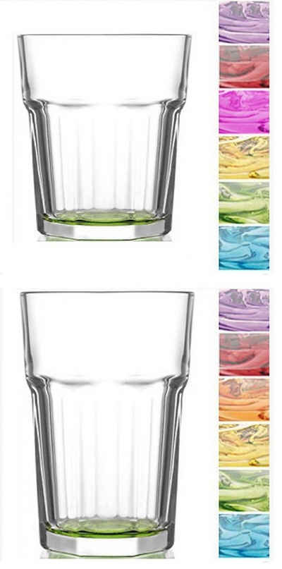 LAV Gläser-Set »Gläser farbig als 12-teiliges Retro Set - 300+250 ml«, 12-teiliges Set á 300 ml und 250ml