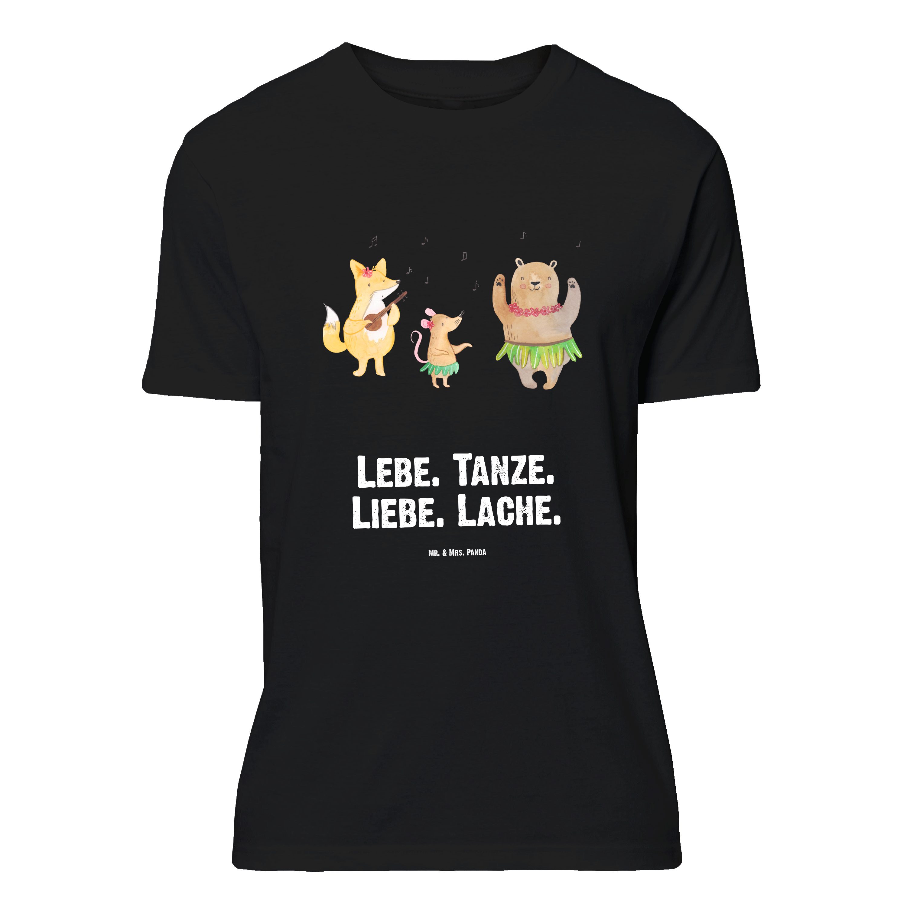Mr. & Mrs. Panda T-Shirt Waldtiere Aloha, Größe M T-Shirt, Schwarz, T-Shirt mit Spruch, Wald, (Packung) Tshirt Hase Bär