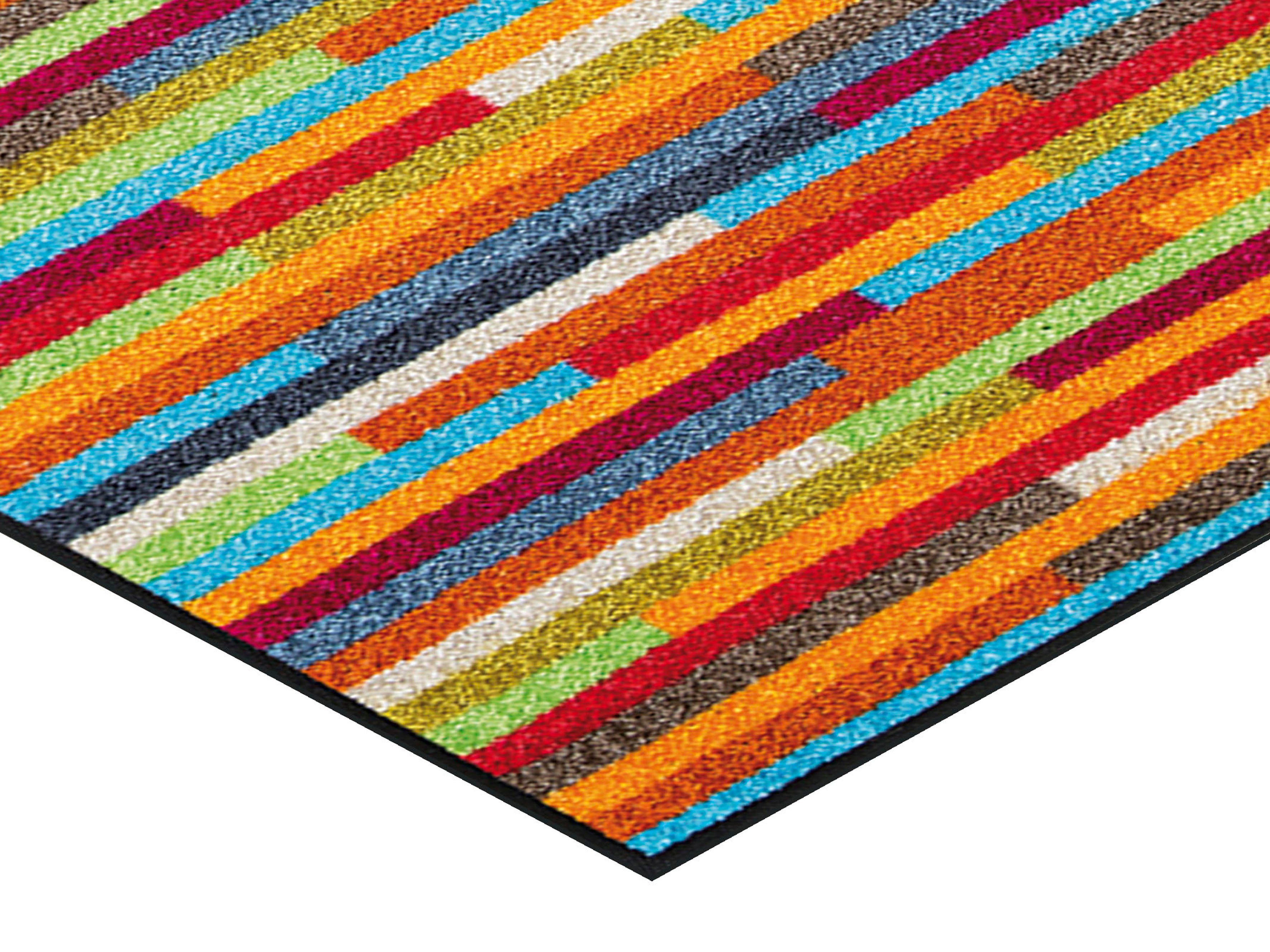 Fußmatte Mikado Stripes, wash+dry by bunt Streifen mm, Schmutzfangläufer, Höhe: rechteckig, 7 Kleen-Tex, rutschhemmend, waschbar modernes Design
