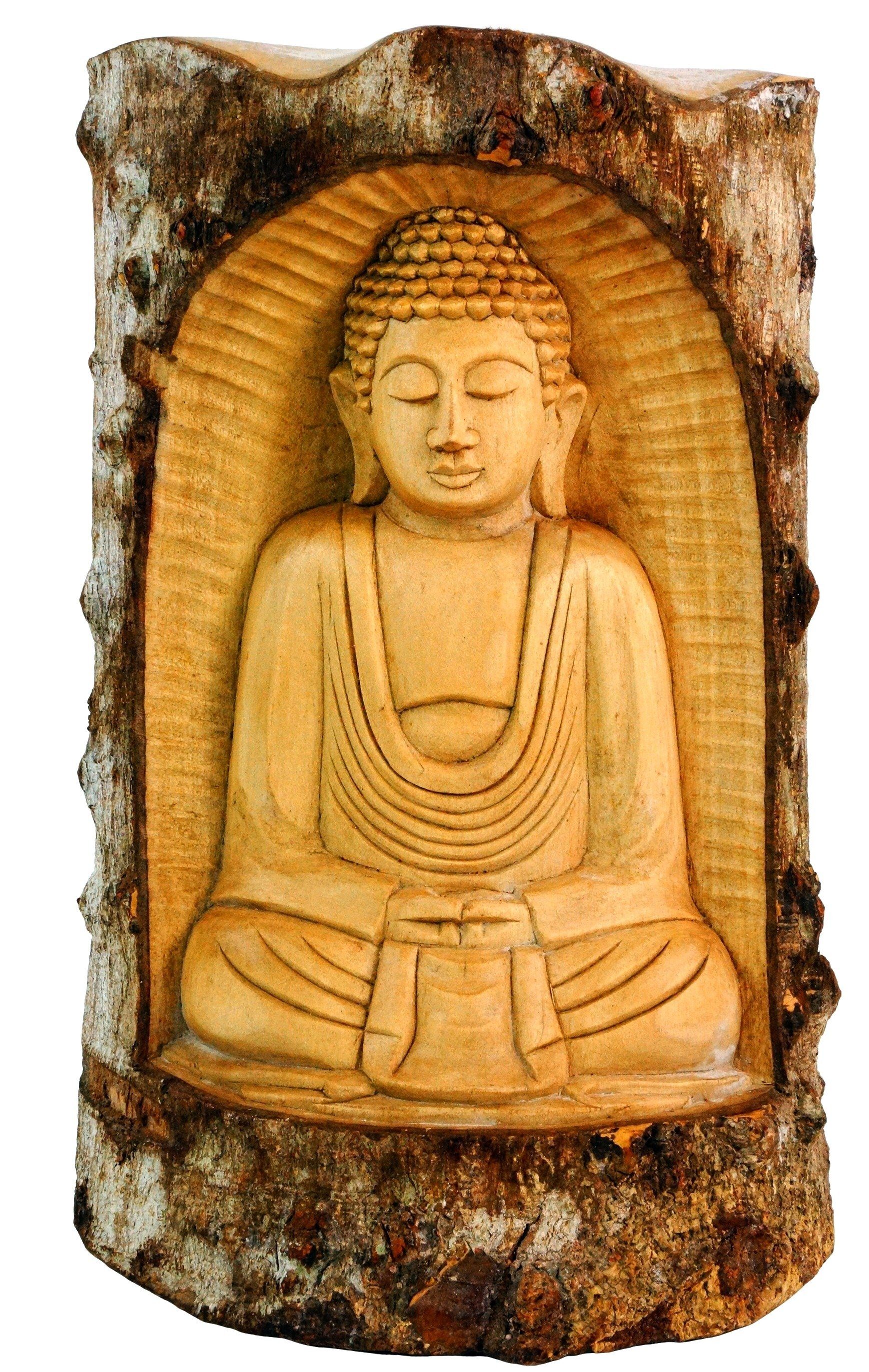 Guru-Shop Buddhafigur Buddhafigur im Baumstamm - Design 4