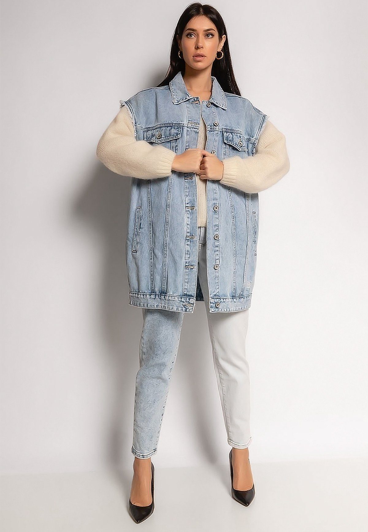 Denim Jeans Jeansweste Lang Damen Levi's – Longline-Jeansweste In