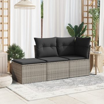 vidaXL Hocker Gartenhocker mit Kissen Grau 55x55x37 cm Poly Rattan