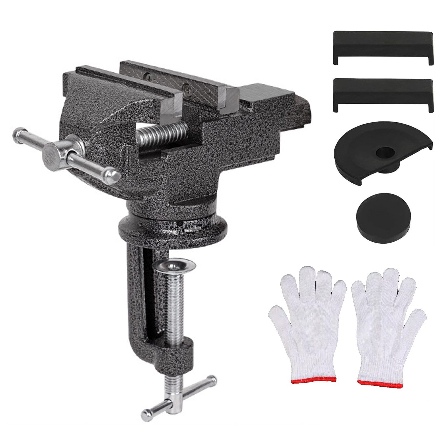ENJOYWOOD Schraubstock, 1-St., 3,15 Zoll Tischklemme, 360°-Schwenkbasis, Universal Schraubstock für Heimgebrauch mit 62 mm Spannweite