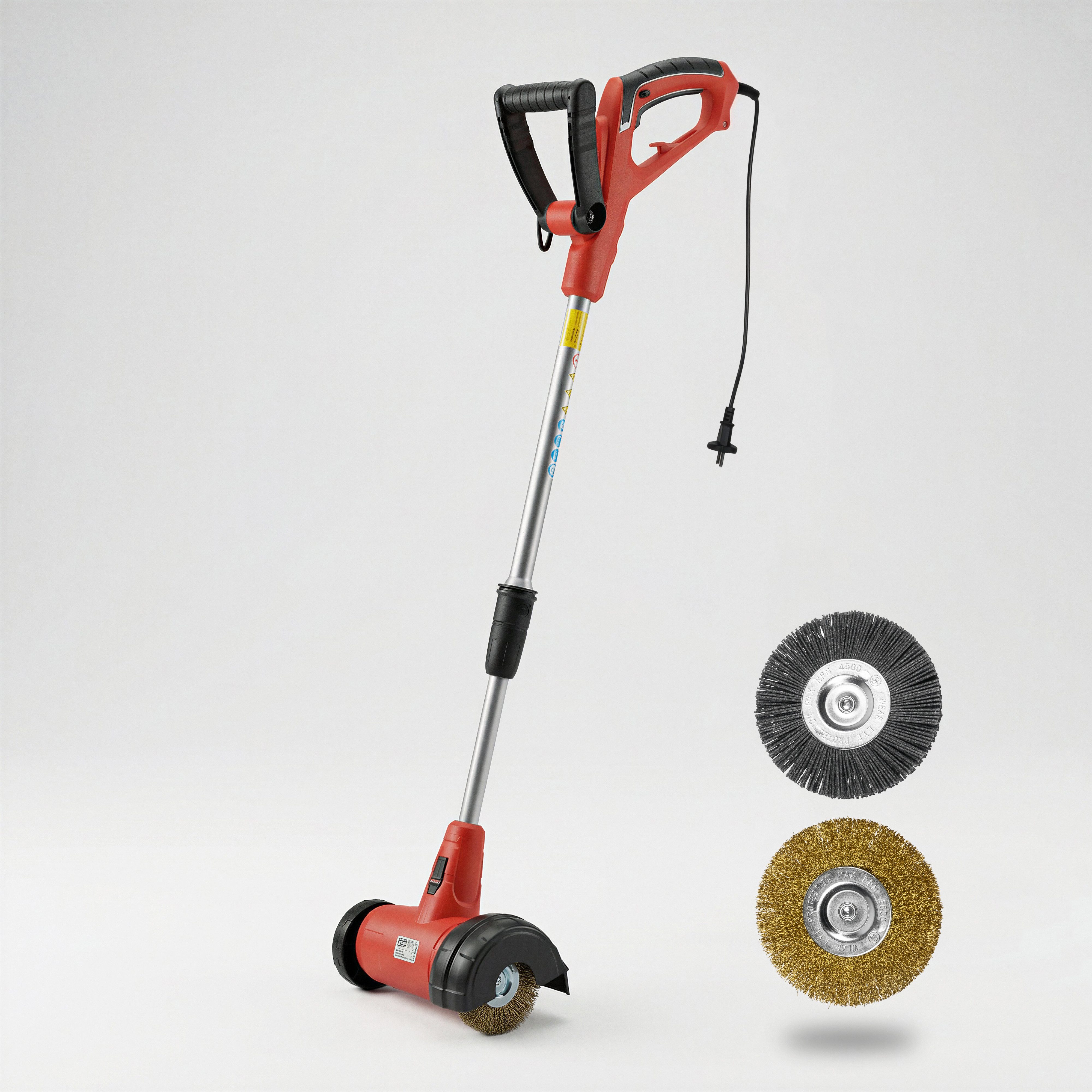 Grafner Elektro-Fugenbürste Unkrautfugenbürste elektrisch inkl. 2 Fugenbürsten 400W Fugenreiniger, 110,00 cm Bürstendurchmesser, Stk., 1, incl. 2x Bürsten, 400 Watt, 1800 U/min, Teleskopstiel 89-115 cm