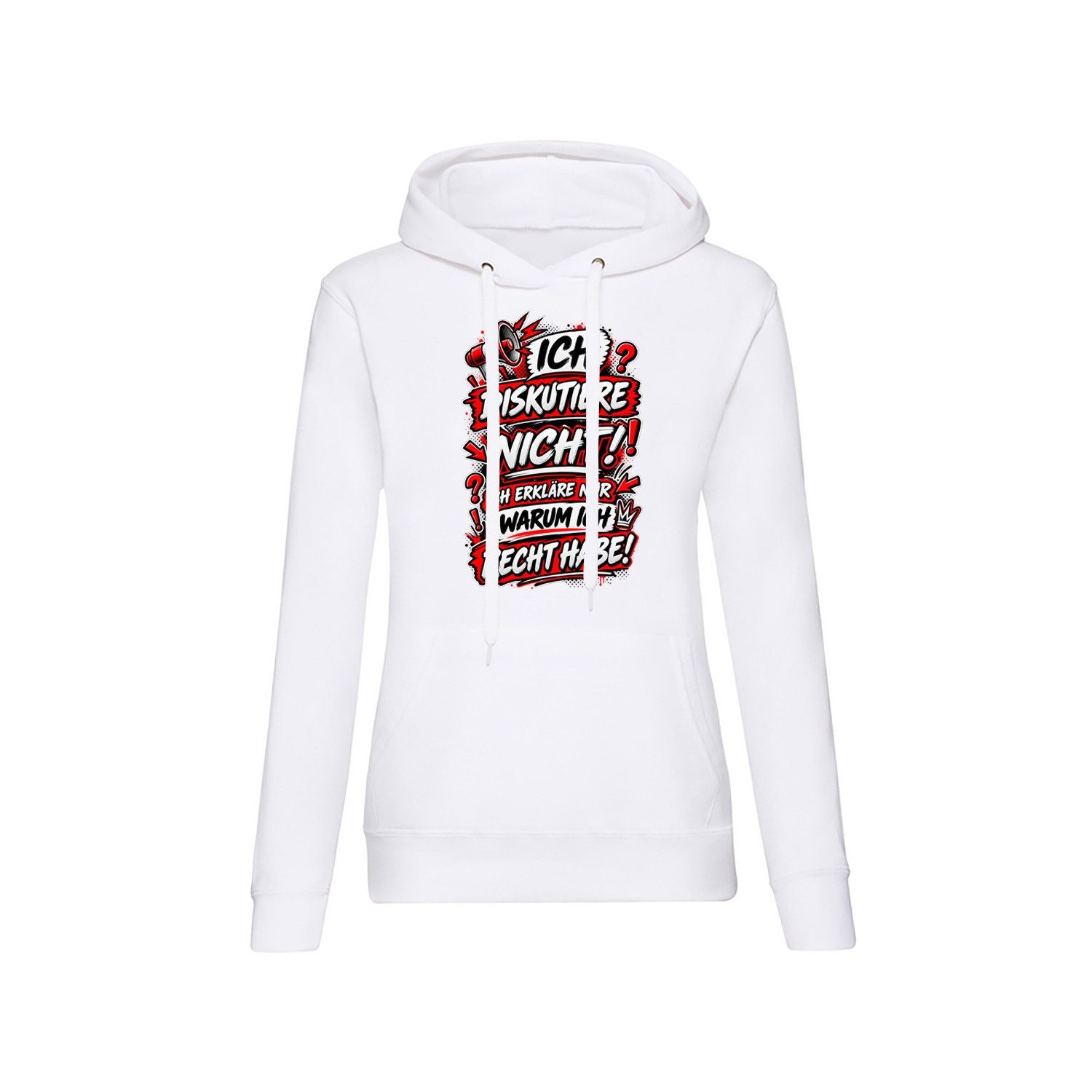 Blondie & Brownie Hoodie Diskutiere Recht Damen Hoodie Print Sarkasmus im Alltag Motiv (Einzelstück, Einzelartikel) DiskutiereRecht Damen Hoodie Humor
