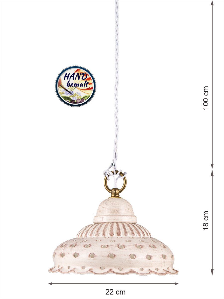 Deckenlampe, handgefertigt für Keramiklampe, Leuchten Küchenlampe Helios handbemalt Küche Esstisch, Keramik, beige Pendelleuchte Hängelampe,