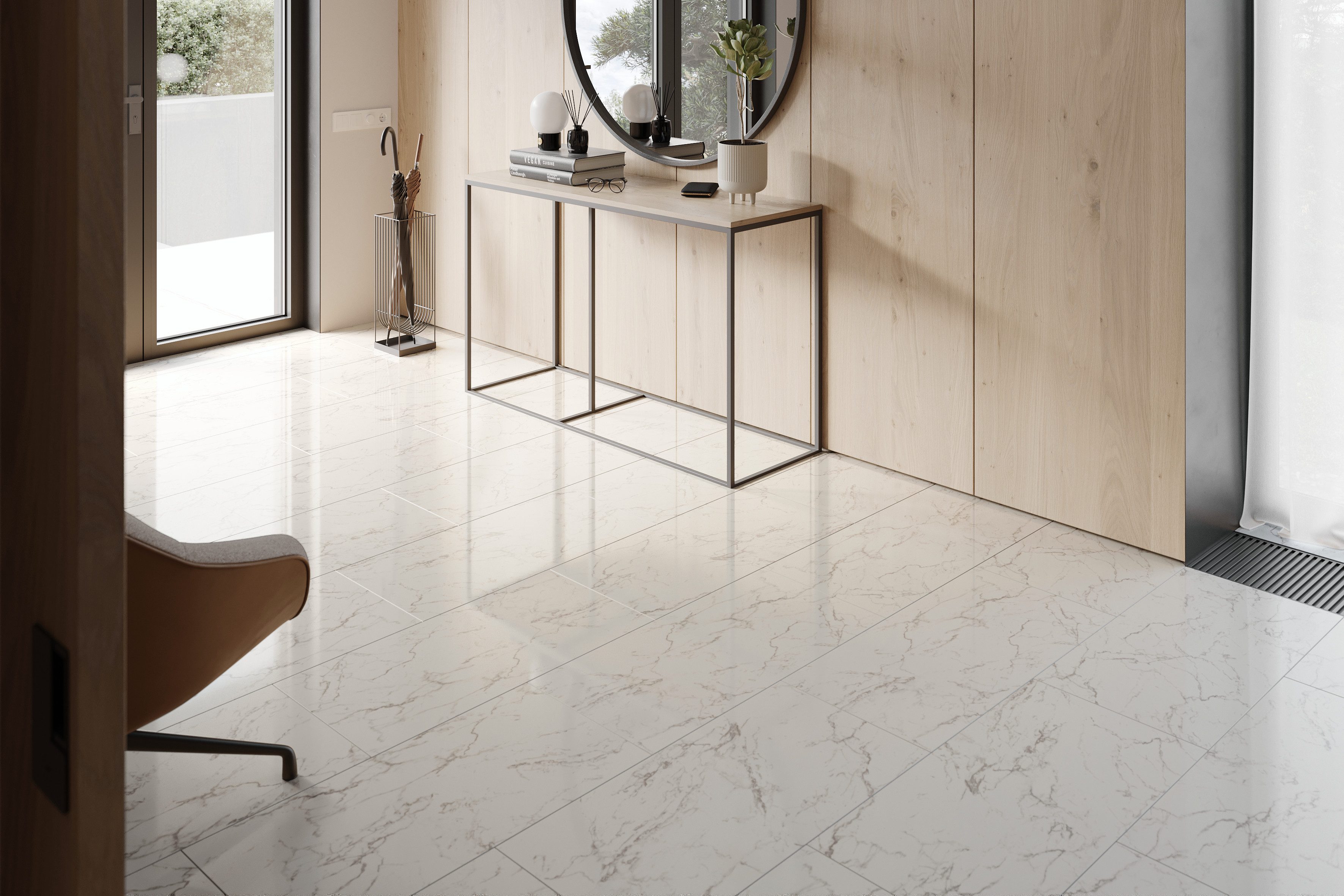 FALQUON GmbH Laminat Stone 2.0 Fliese - 810 x 400 x 8 mm - hochglänzend - Made in Germany -, Packung, In 1 Packung: 8 Paneele - 2,592 m², 1 Packung: 8 Paneele - 2,592 m²