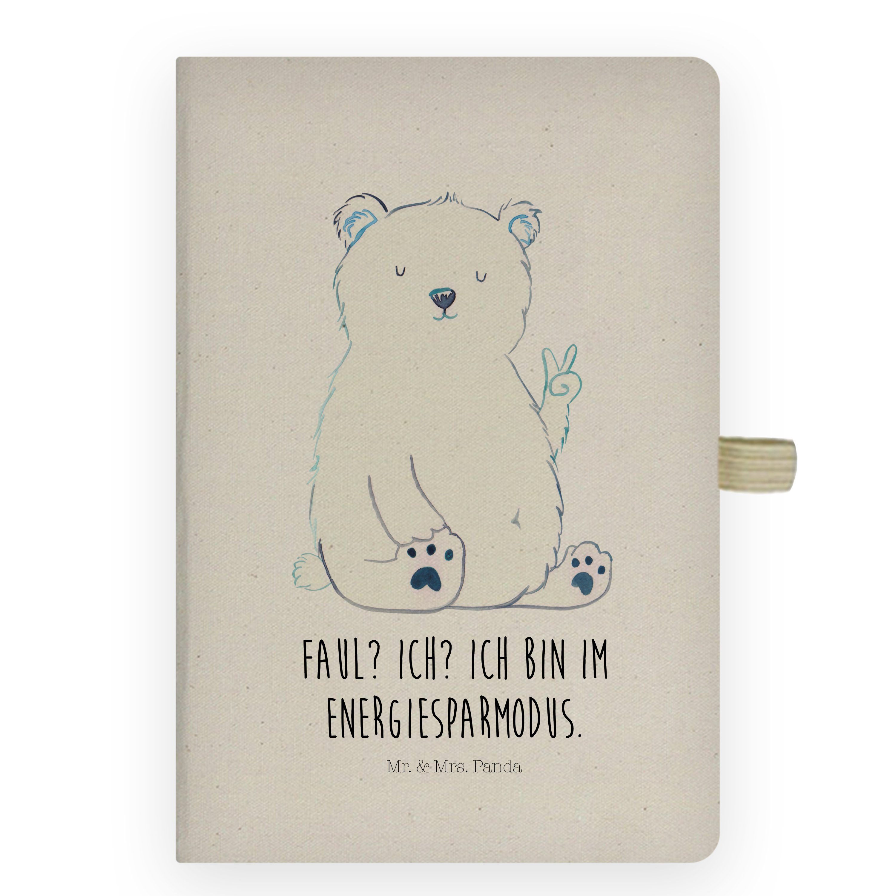 Mr. & Mrs. Panda Notizbuch Eisbär Faul - Transparent - Geschenk, Teddybär, Eintragebuch, Arbeit, Mr. & Mrs. Panda