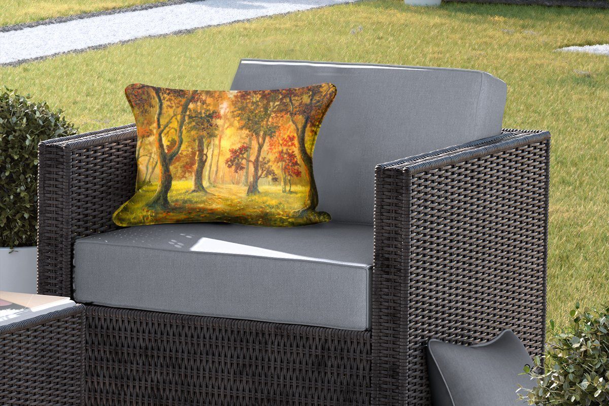Herbstsonne, Outdoor-Dekorationskissen, der in Dekokissenbezug, MuchoWow Waldes Dekokissen Eine Polyester, eines Illustration Kissenhülle