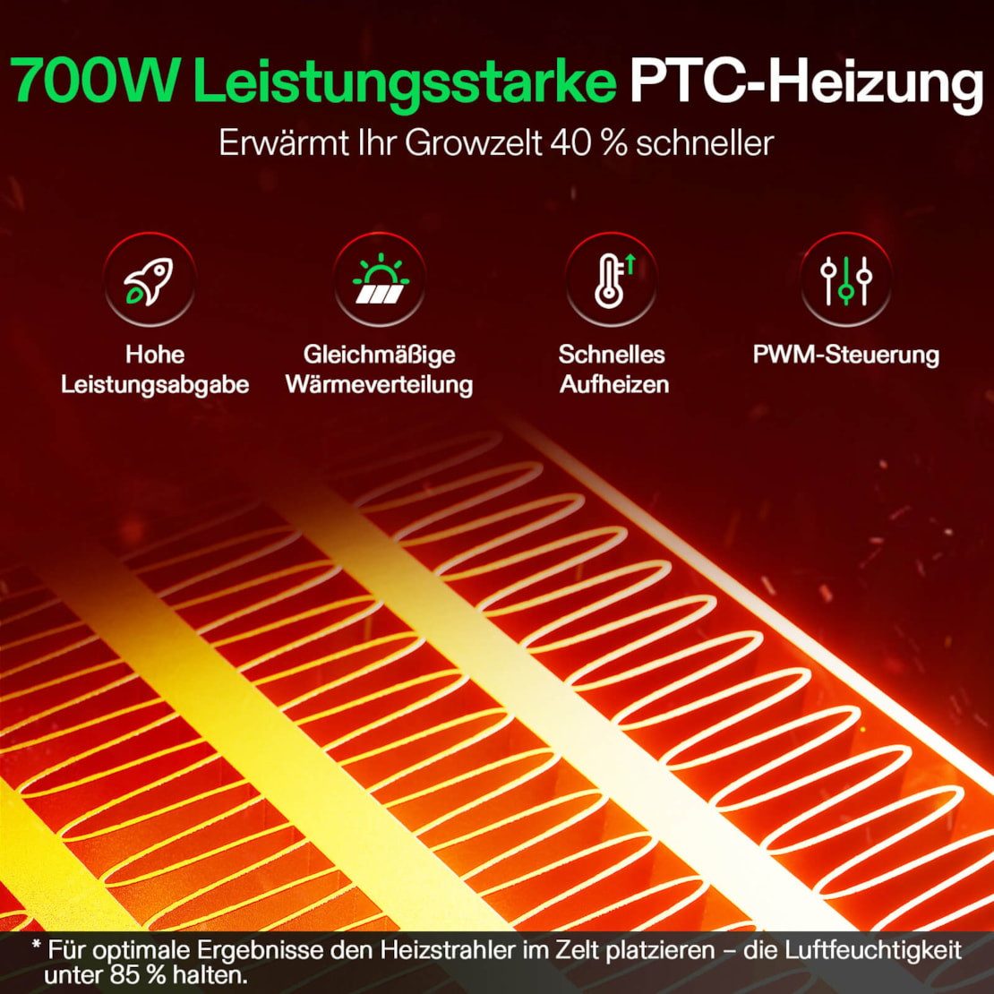 VIVOSUN Heizlüfter VIVOSUN AeroFlux Smart Growzelt Heizung, 700 W, VPD und App Steuerung