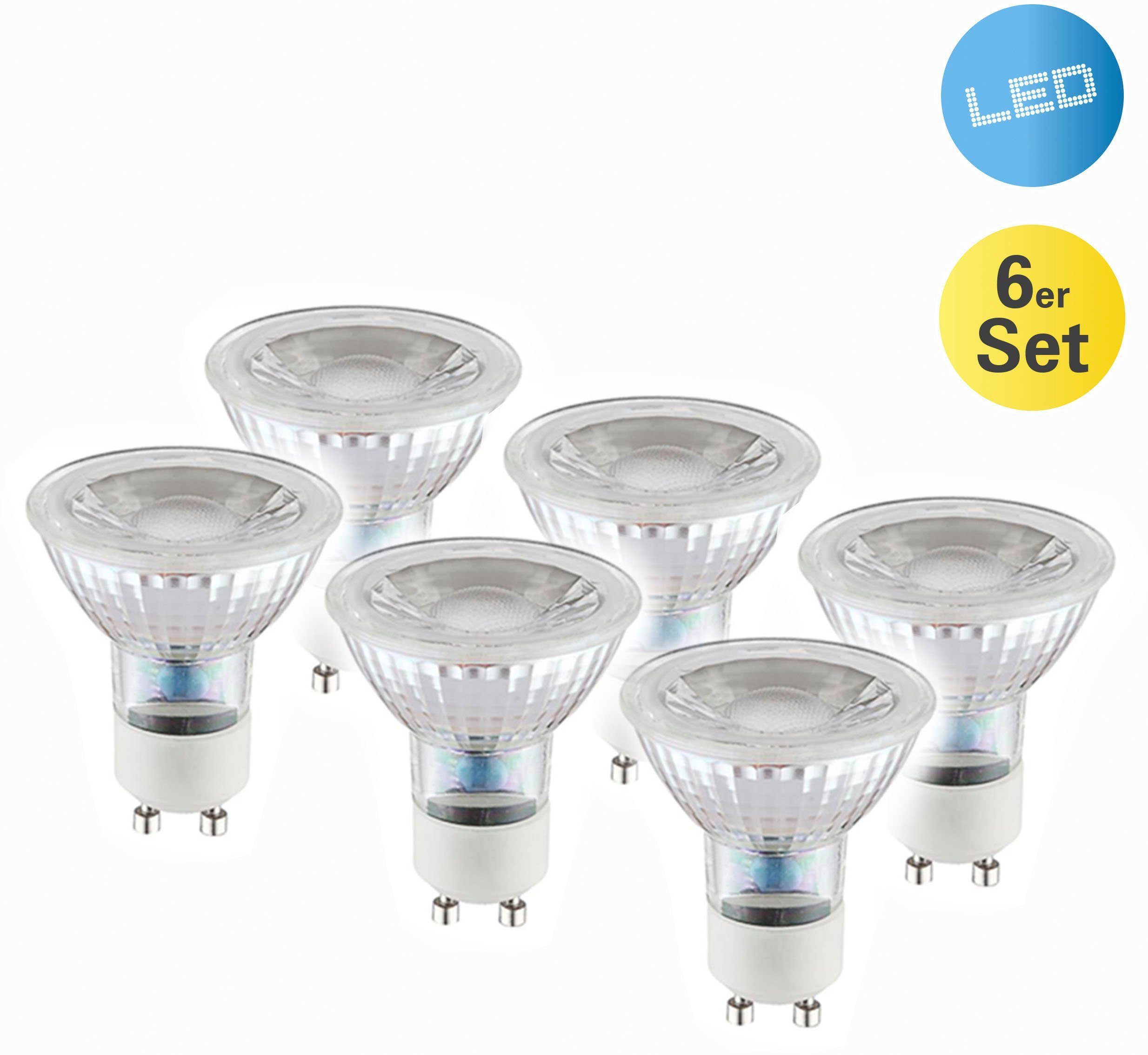 nicht 6 GU10, näve Set warmweiß 3000K St., Warmweiß, 5cm d: GU10/5W 6er 450lm LED-Leuchtmittel, dimmbar