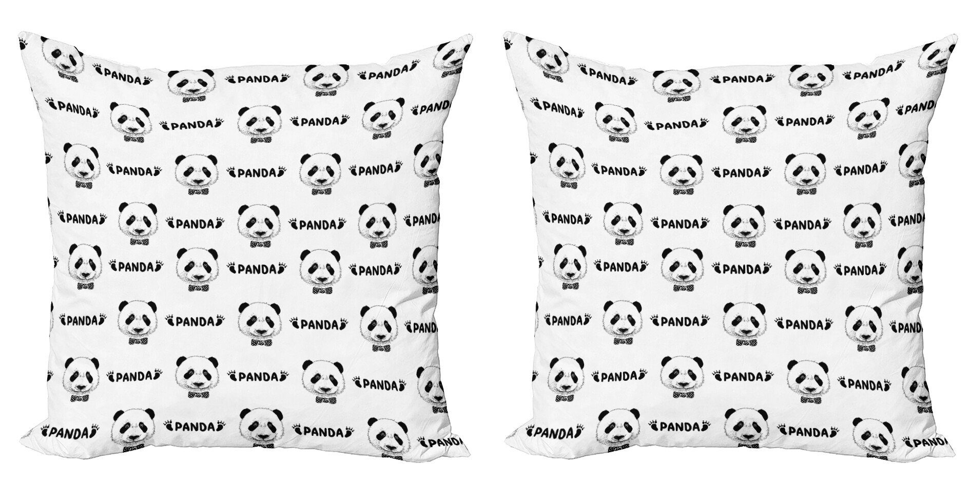 Kissenbezüge Modern Accent Doppelseitiger Digitaldruck, Abakuhaus (2 Stück), Schwarz und weiß Panda Fliege
