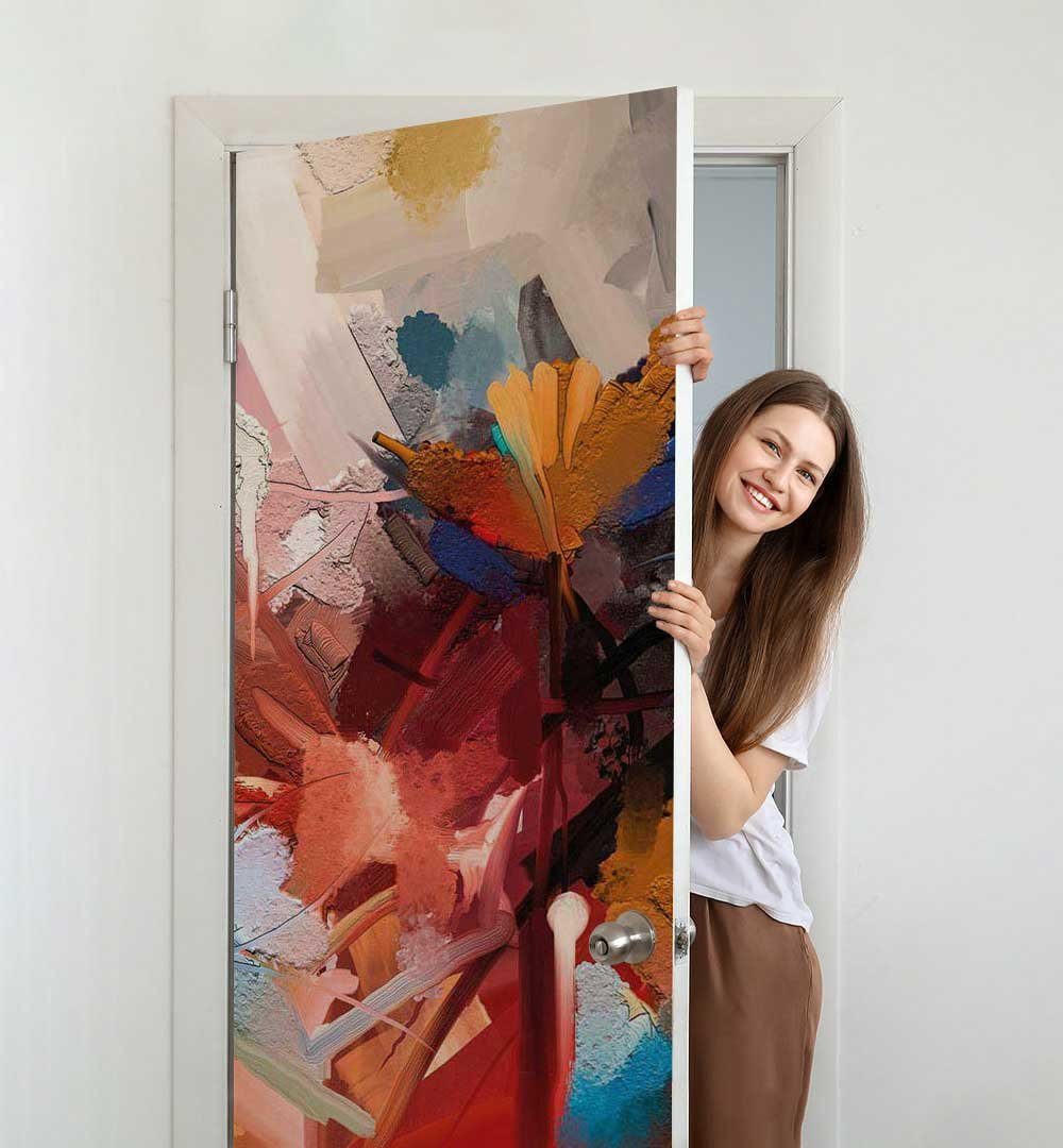 Thumbnail - MyMaxxi Dekorationsfolie Türtapete Türposter selbstklebend Abstraktes Kunstgemälde bunt, (Klebefolie Tür aufgerollt), Se...