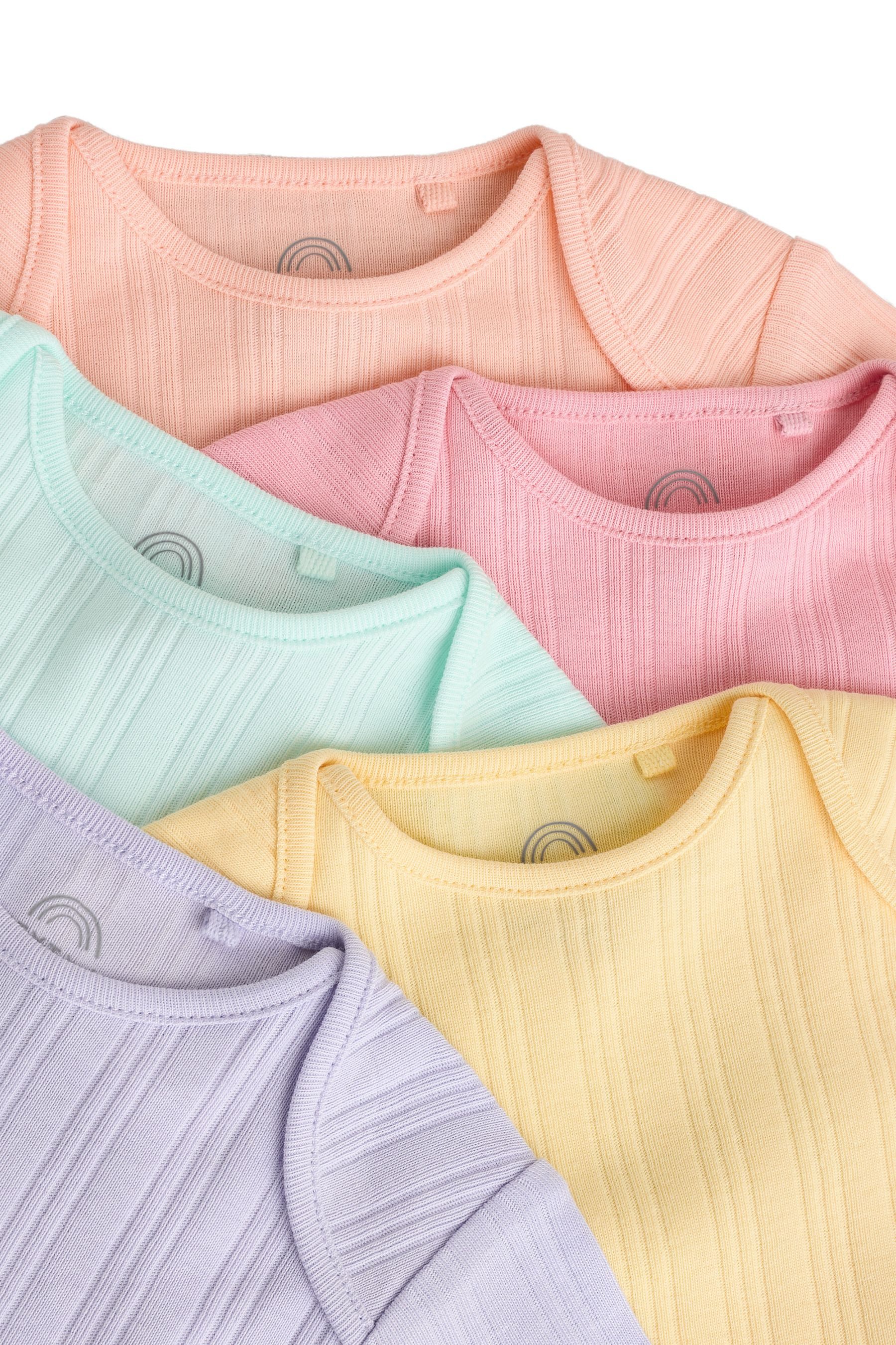 Next T-Shirt-Body Gerippte Kurzarm-Babybodys 100 % Baumwolle, 5 Stk. (5-tlg)