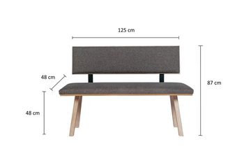 kundler home Sitzbank mit Lehne 'Die Klassische' Küchenbank, L125cm, Füße aus Massivholz