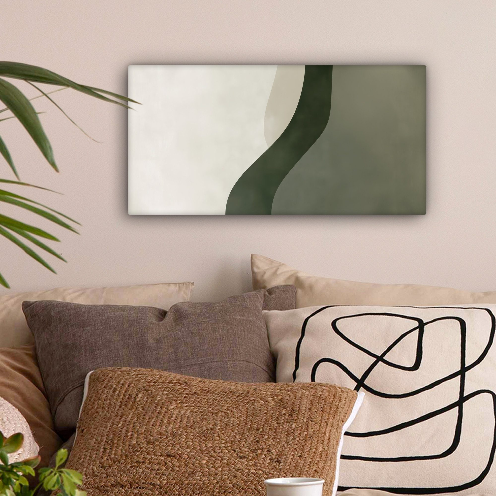 OneMillionCanvasses® Leinwandbild Panorama Japandi - Grün - Abstrakt - Mode günstig online kaufen