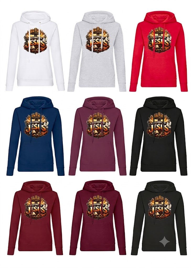 Blondie & Brownie Hoodie Belong To Jesus Damen Kapuzenhoodie Glaubensmotiv Print Designs (Einzelstück, Einzelartikel) BelongToJesus Damen Hoodie Print