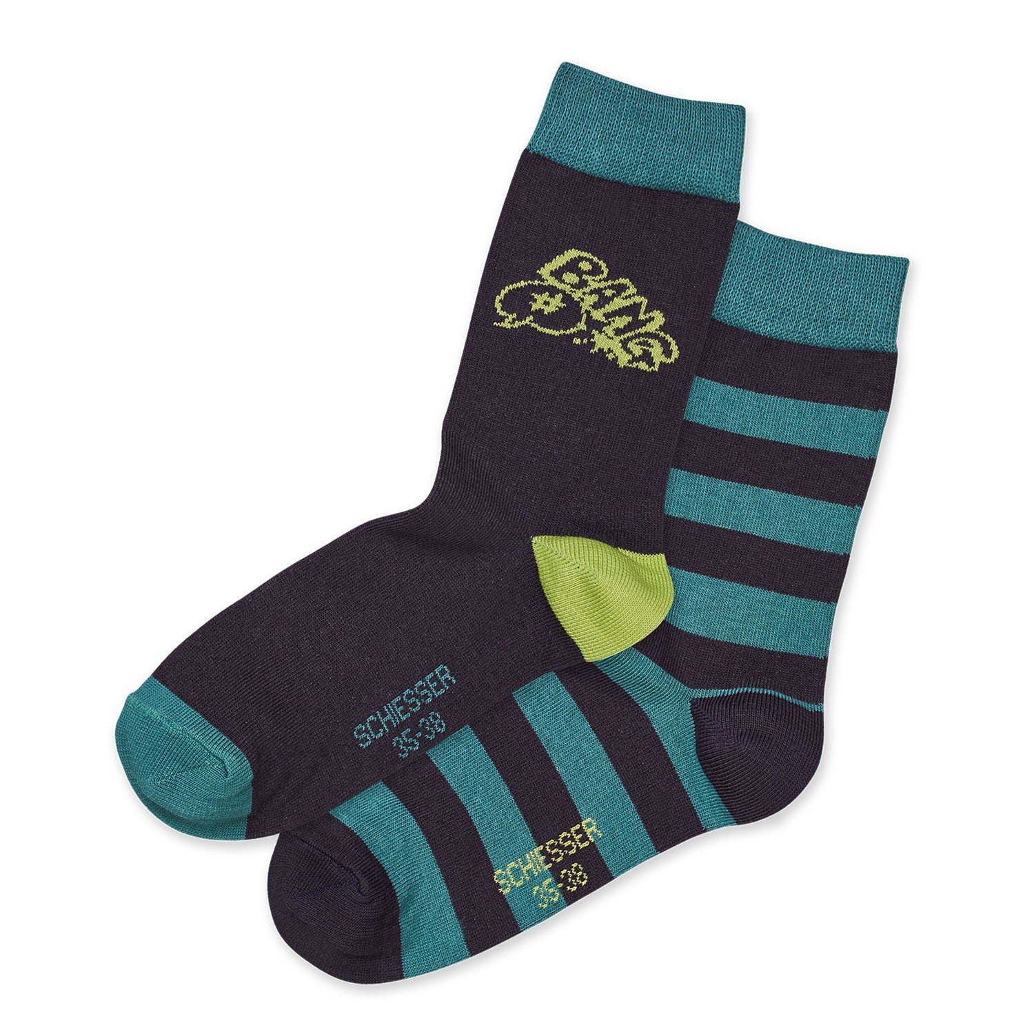 (Packung, Baumwolle, Paar) 2 144304 Mädchen 2-Paar, Schiesser Jungen Socken, Kinder mit & Kindersocken Langsocken