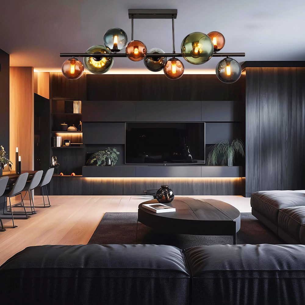 GLOBO LIGHTING LED Deckenleuchte, Leuchtmittel inklusive, Warmweiß, Deckenleuchte Deckenlampe Glas Kugeln Wohnzimmerleuchte grau 9xLED