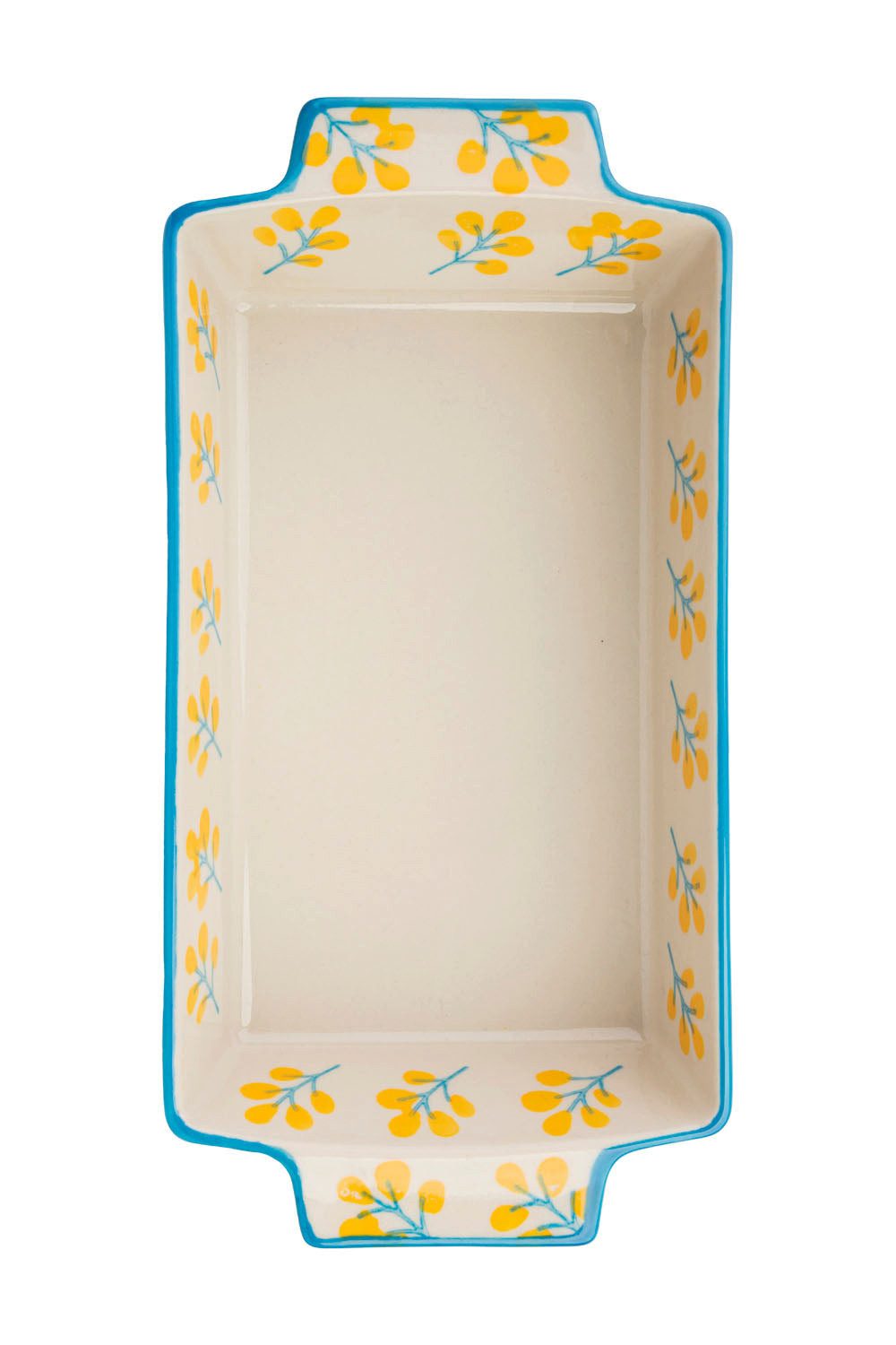 Tranquillo Backform Kleine Steinzeug Kuchenform FLORAL 300ml 21x10.5x4.5 cm handgestempelt, (Einzelartikel), Backform mit floralem Dekor und gleichmäßiger Wärmeverteilung