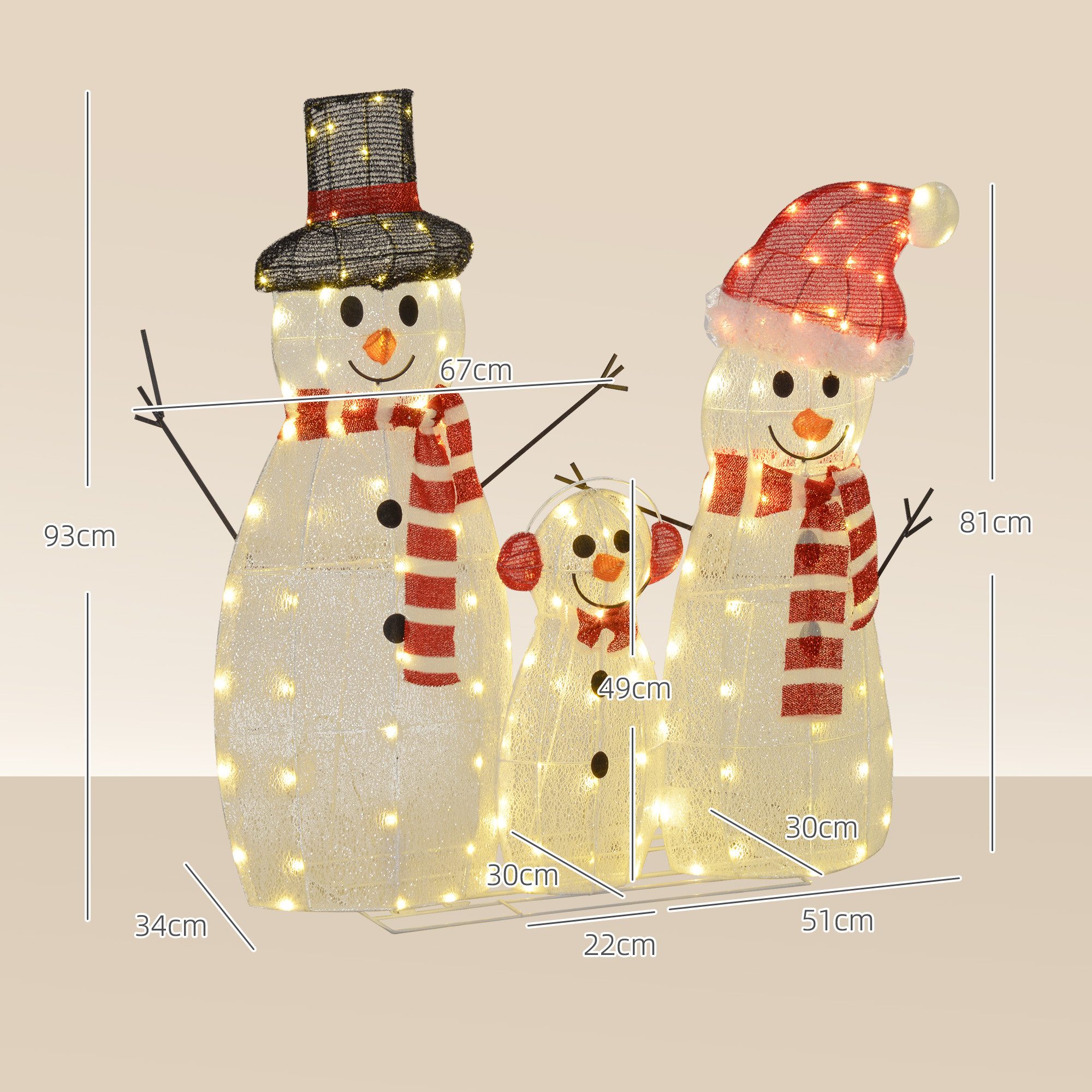 Outsunny Weihnachtsfigur LED Schneemann mit 148 LEDs Weihnachtsbeleuchtung (LED Rentier, 1 St., Weihnachtsdeko), für Indoor, Outdoor, Weiß