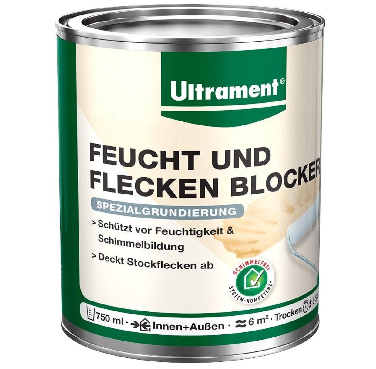 Ultrament Grundierfarbe ULTRAMENT Feucht und Flecken Blocker, Spezialgrundierung, weiß, 750ml