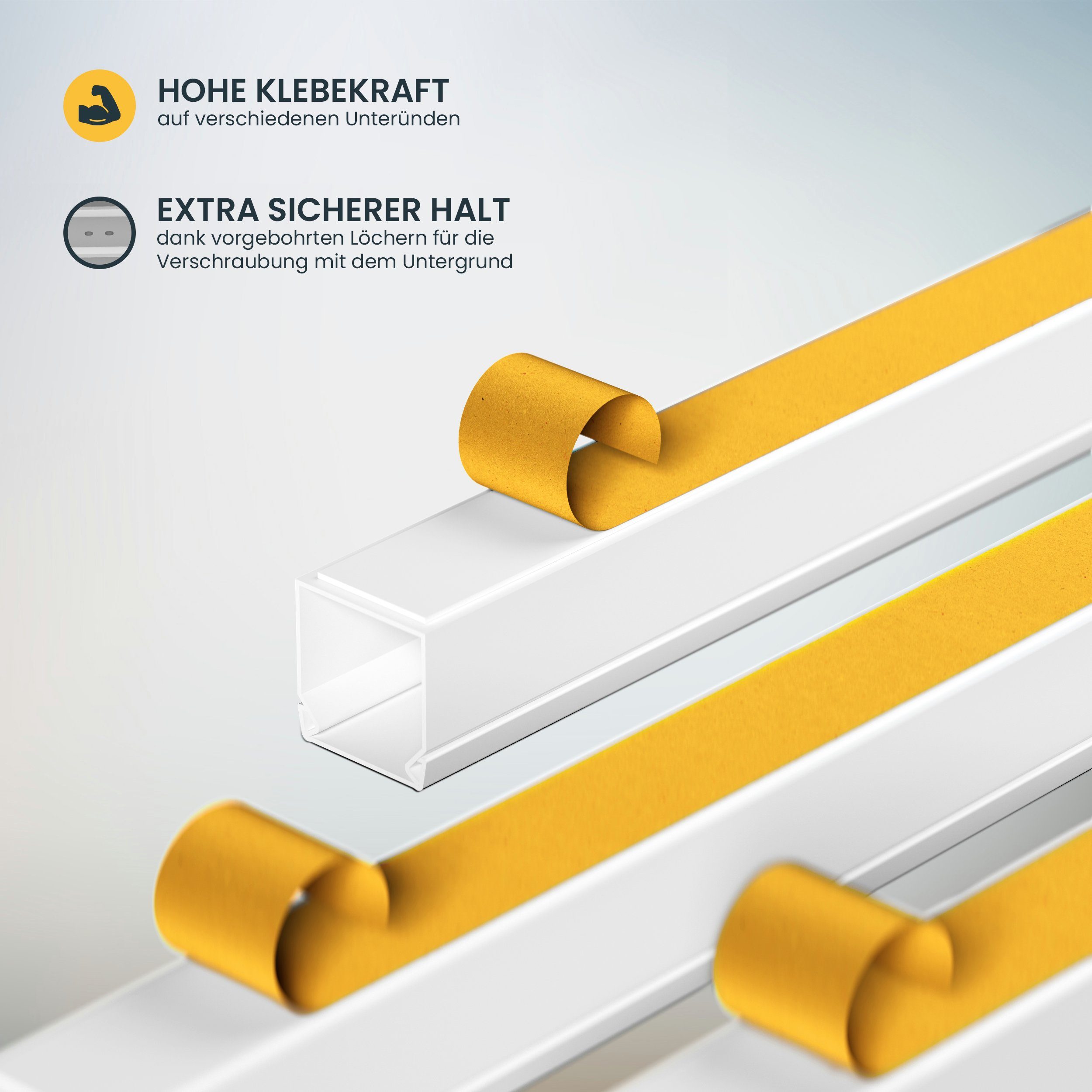 Gentle North Kabelkanal Kabelkanal Selbstklebend Weiss 1m - allrounder - diverse Größen (10-St), diverse Größen in 12x12mm - 16x16mm - 25x16mm - 15x10mm - 20x10