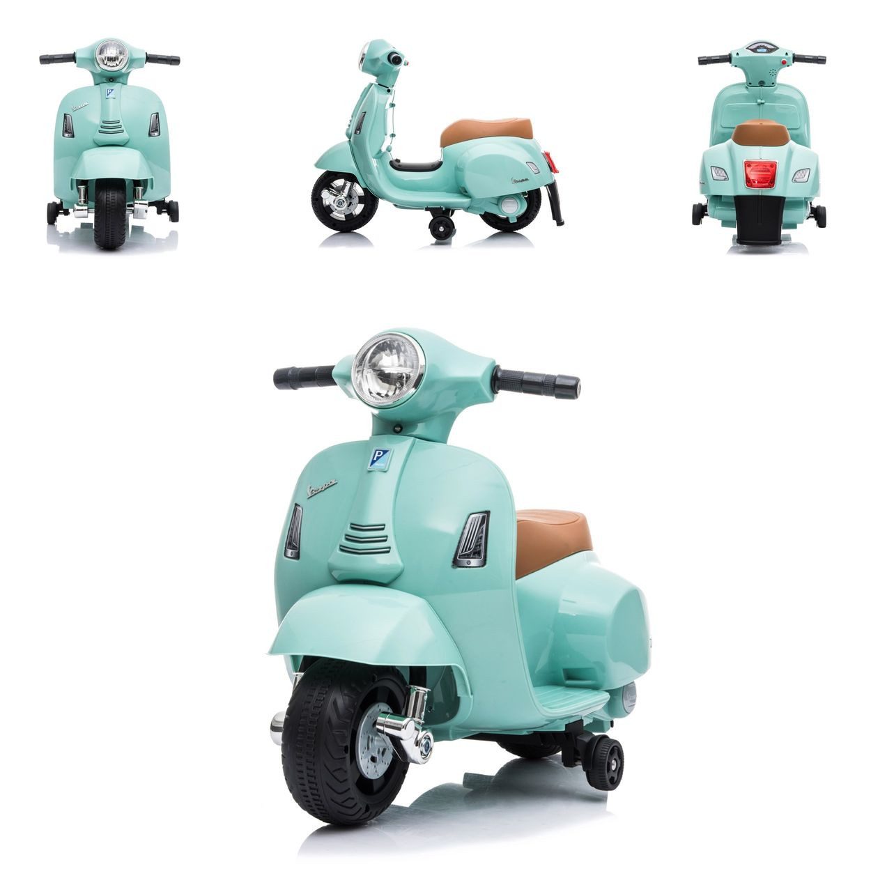 Chipolino Elektro-Kindermotorrad Mini Vespa, Belastbarkeit 25 kg, Elektrofahrzeug, Stützräder, 30 W, 2,5 km/h