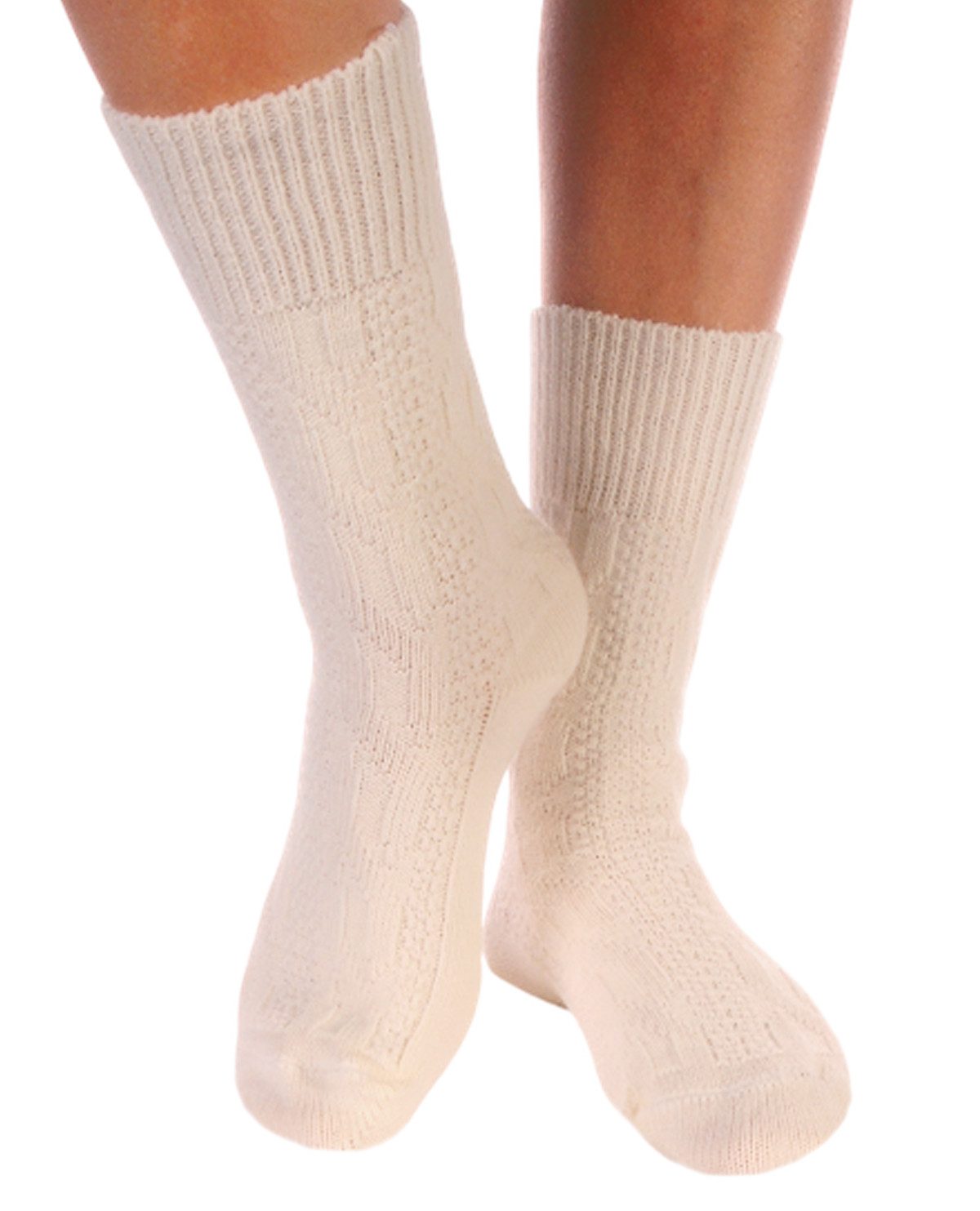 Martinex Socken Damen Socken mit Wolle Wintersocken Stricksocken warme Damensocken Thermosocken in Creme, Zopfmuster, gestrickt