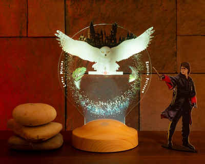 Geschenkelampe Nachttischlampe »Hogwarts Hedwig Harry Potter Eule Lampe mit UV Druck 3D Vision LED Nachtlicht«, LED fest integriert, LED in 6 verschiedenen Farben, LED Lampe