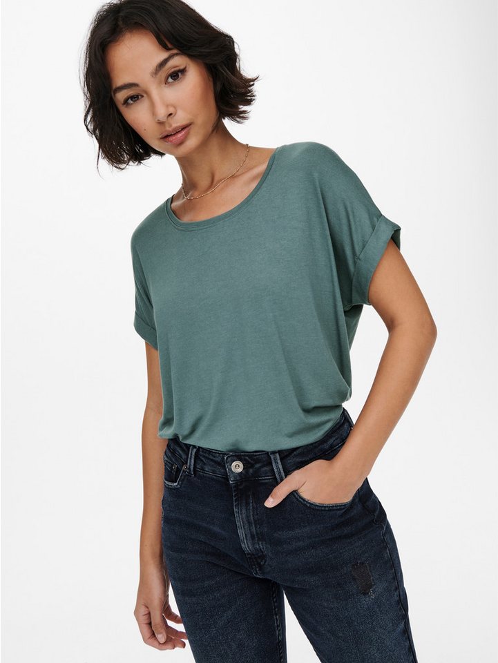 ONLY T-Shirt ONLMOSTER – T-Shirt mit melierter Optik und elastischem Material meliert, casual, lässig geschnitten, Viskosemischung, Rundhals