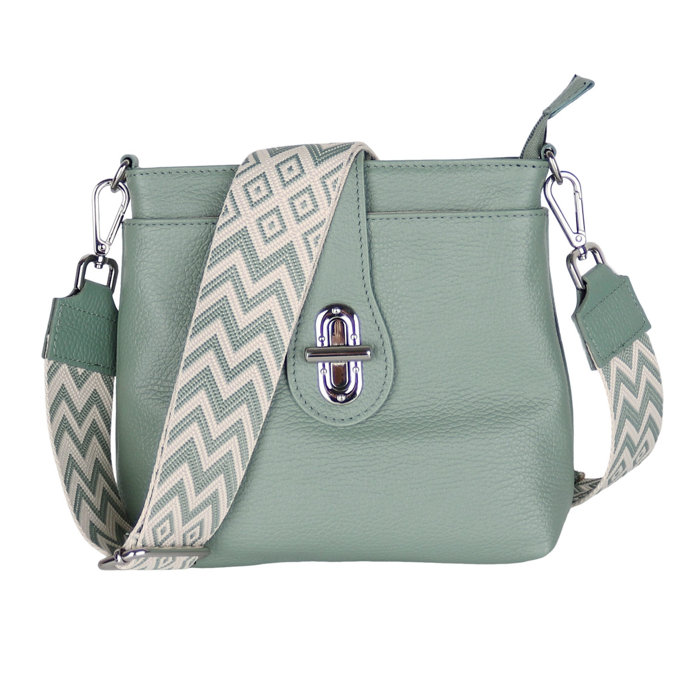 MIRROSI Umhängetasche Damen Crossbody Bag, Echtleder Made In Italy, (22x22x8cm) aus Wildleder